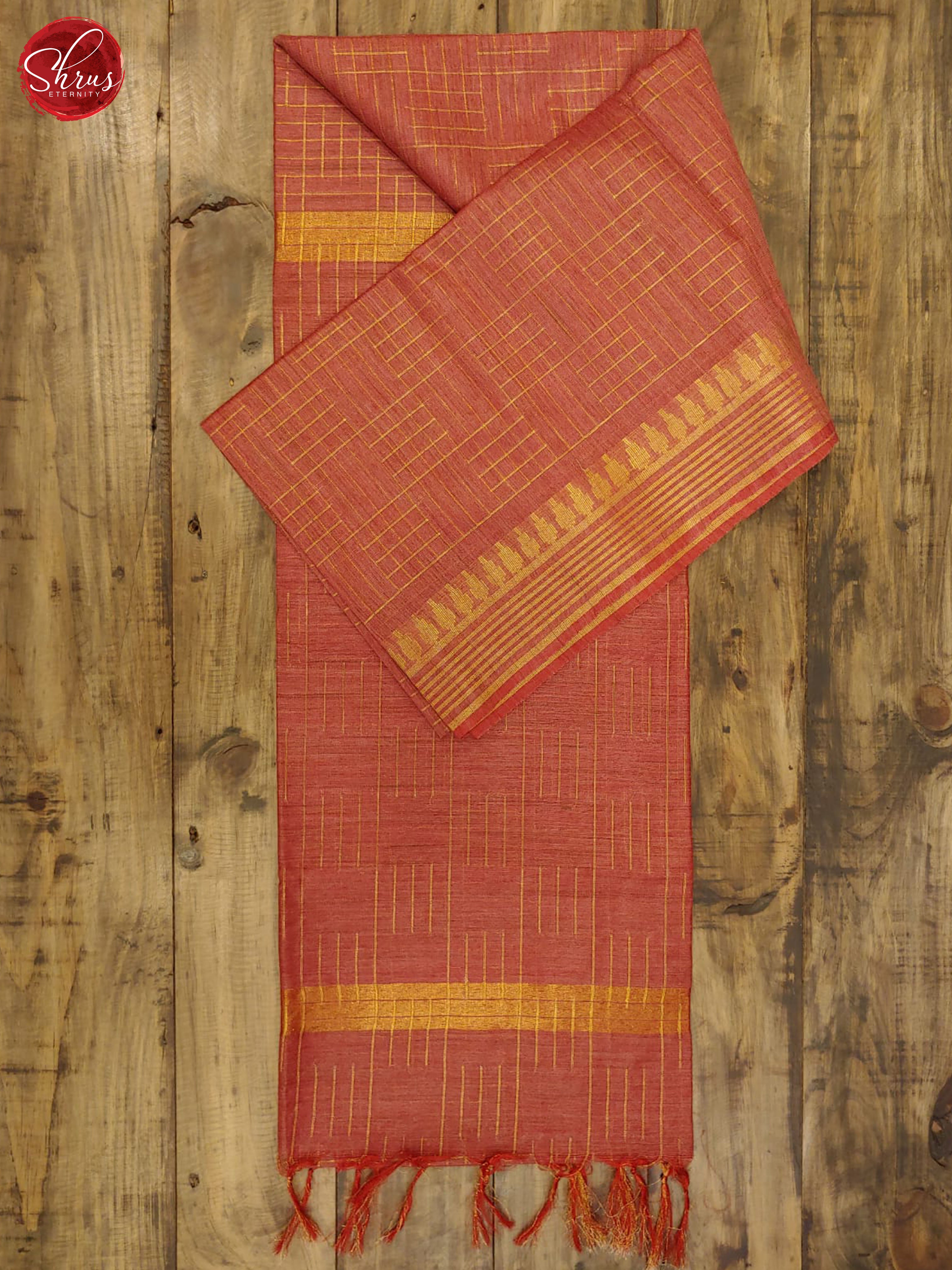Red(Single Tone) - Semi Tussar with Border & Gold Zari - Shop on ShrusEternity.com