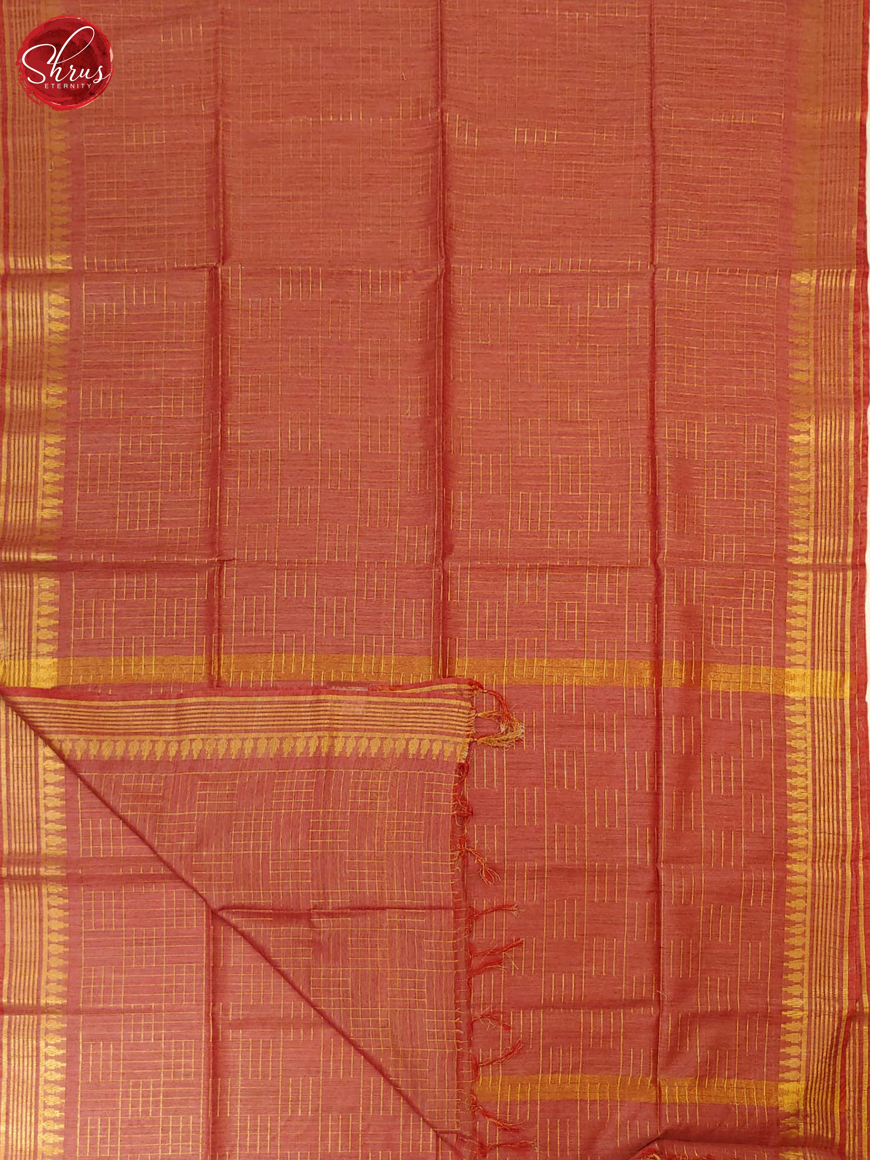 Red(Single Tone) - Semi Tussar with Border & Gold Zari - Shop on ShrusEternity.com