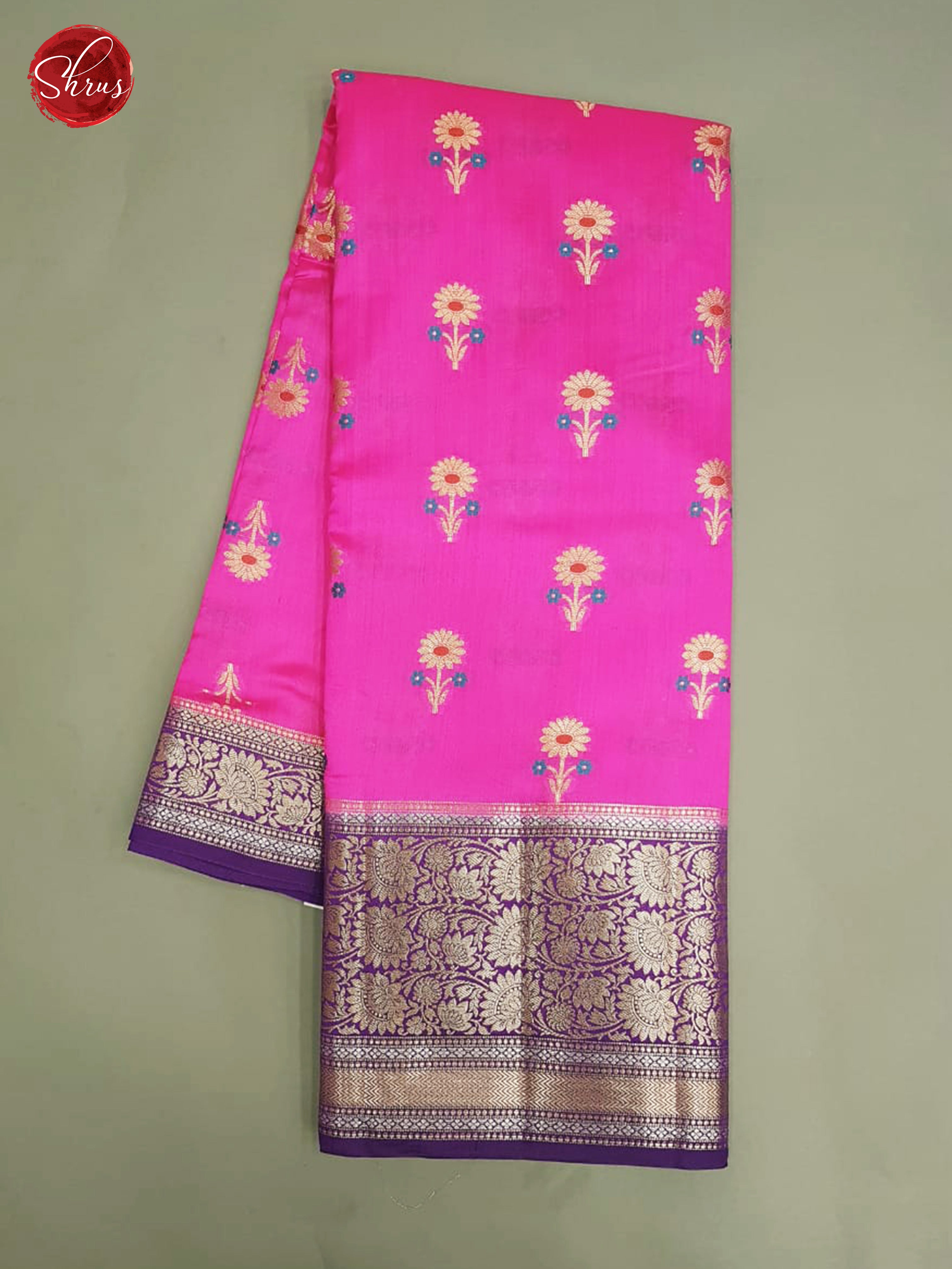 Pink & Purple -Tussar with Border & Gold zari - Shop on ShrusEternity.com