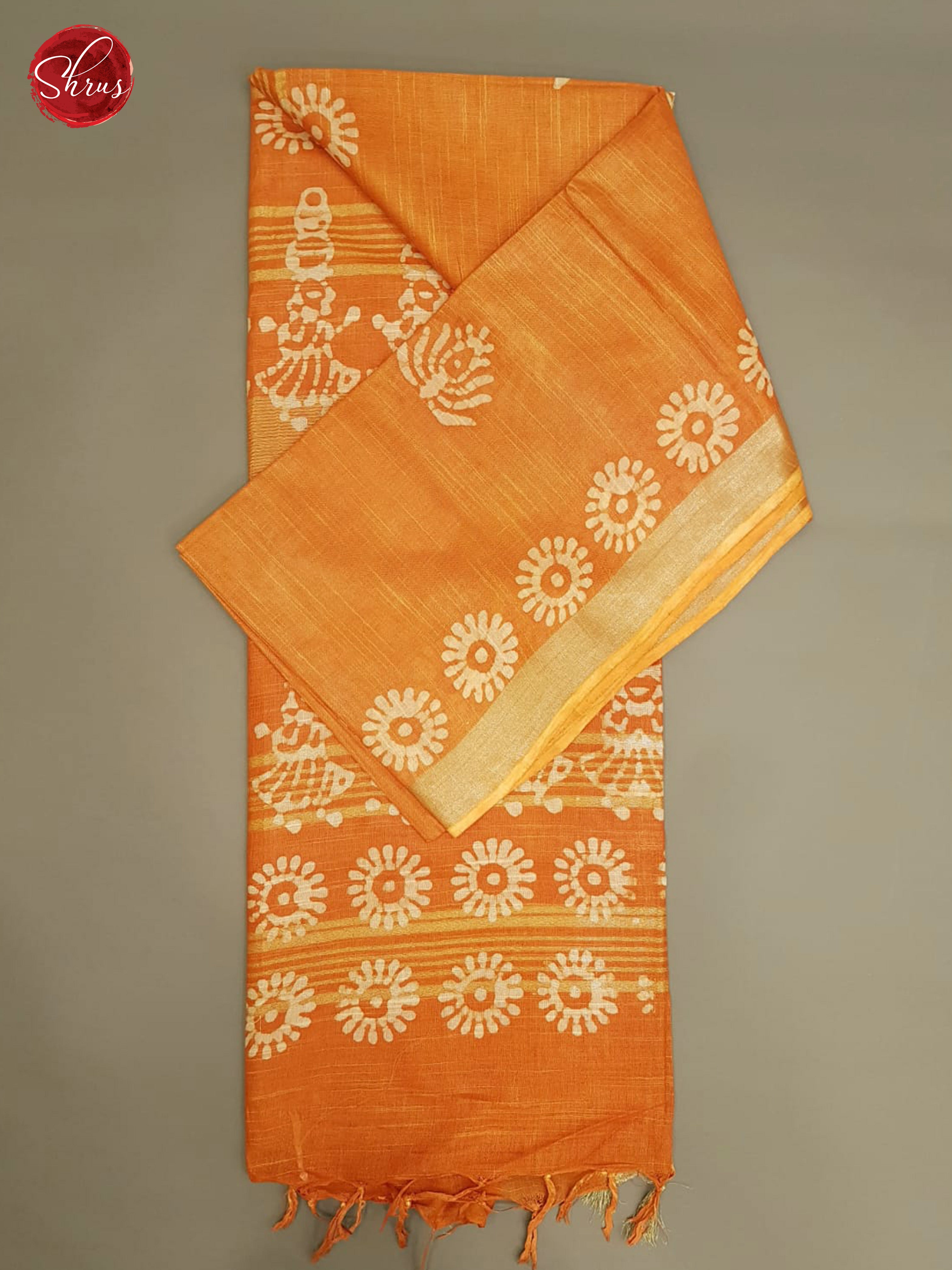 Orange(Single tone) - Bhatik with Silver Zari - Shop on ShrusEternity.com