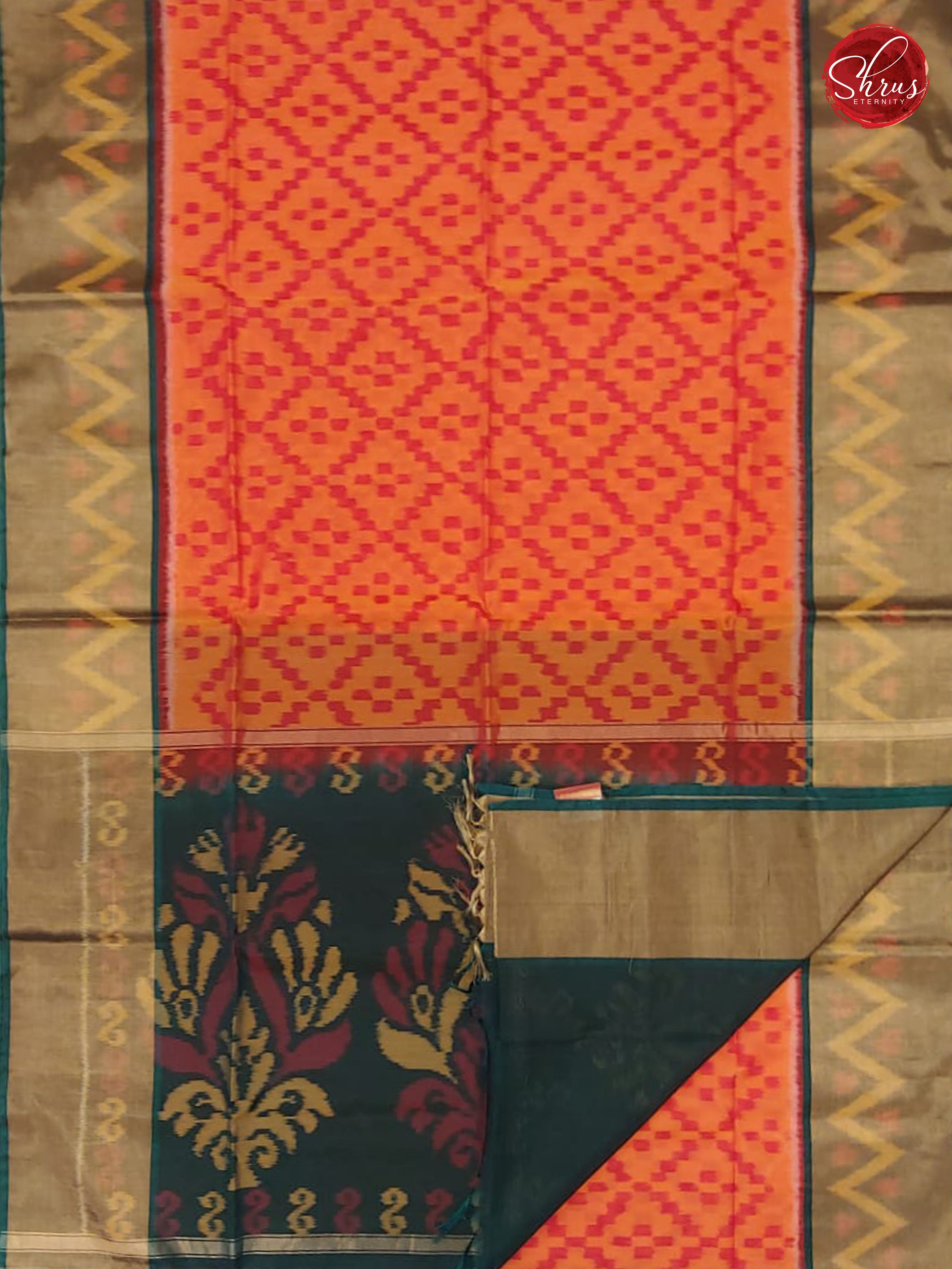 Orange & Green - Pochampally Silk Cotton - Shop on ShrusEternity.com