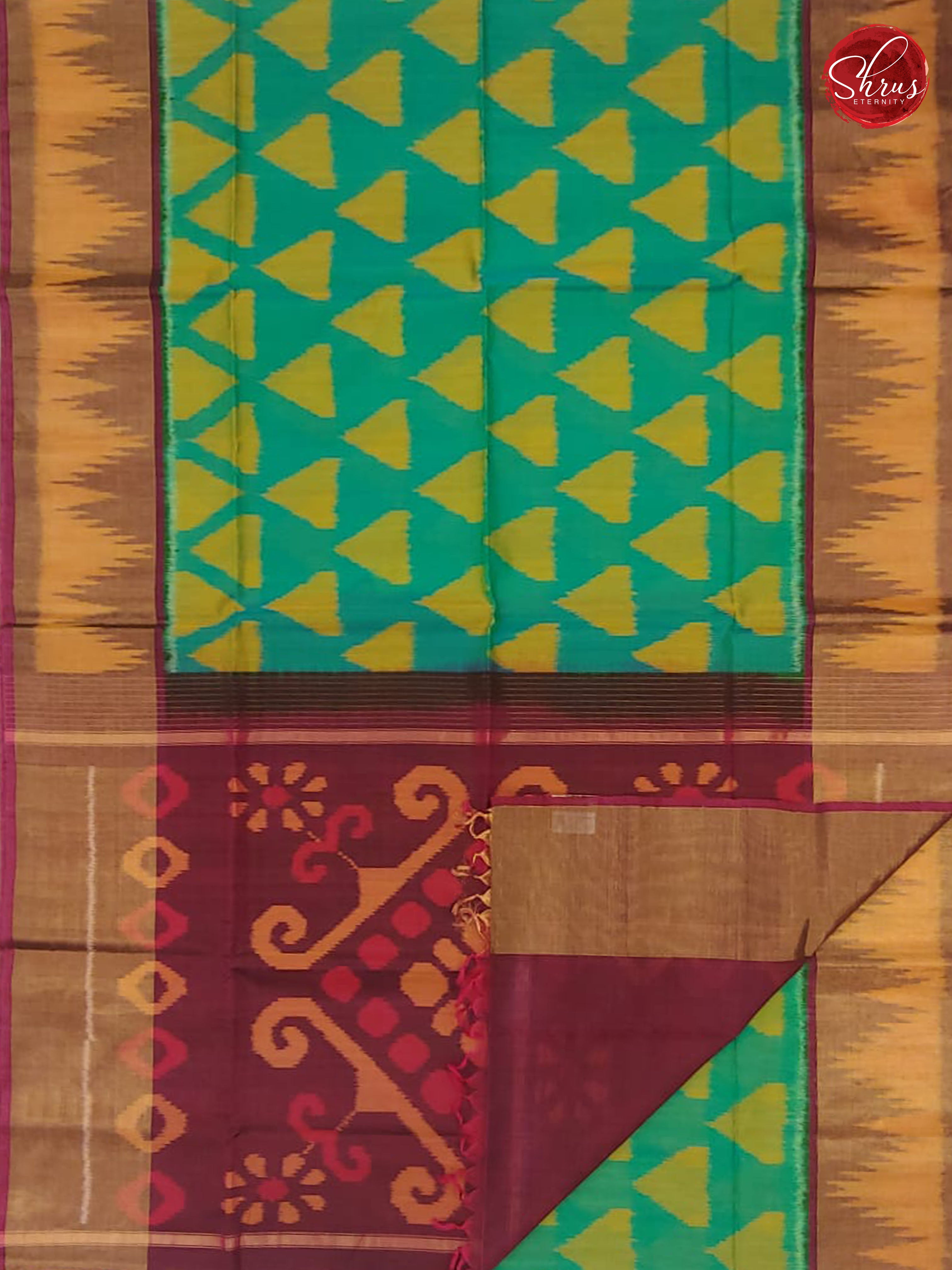 Turquoise & Maroon - Pochampally Silk Cotton - Shop on ShrusEternity.com