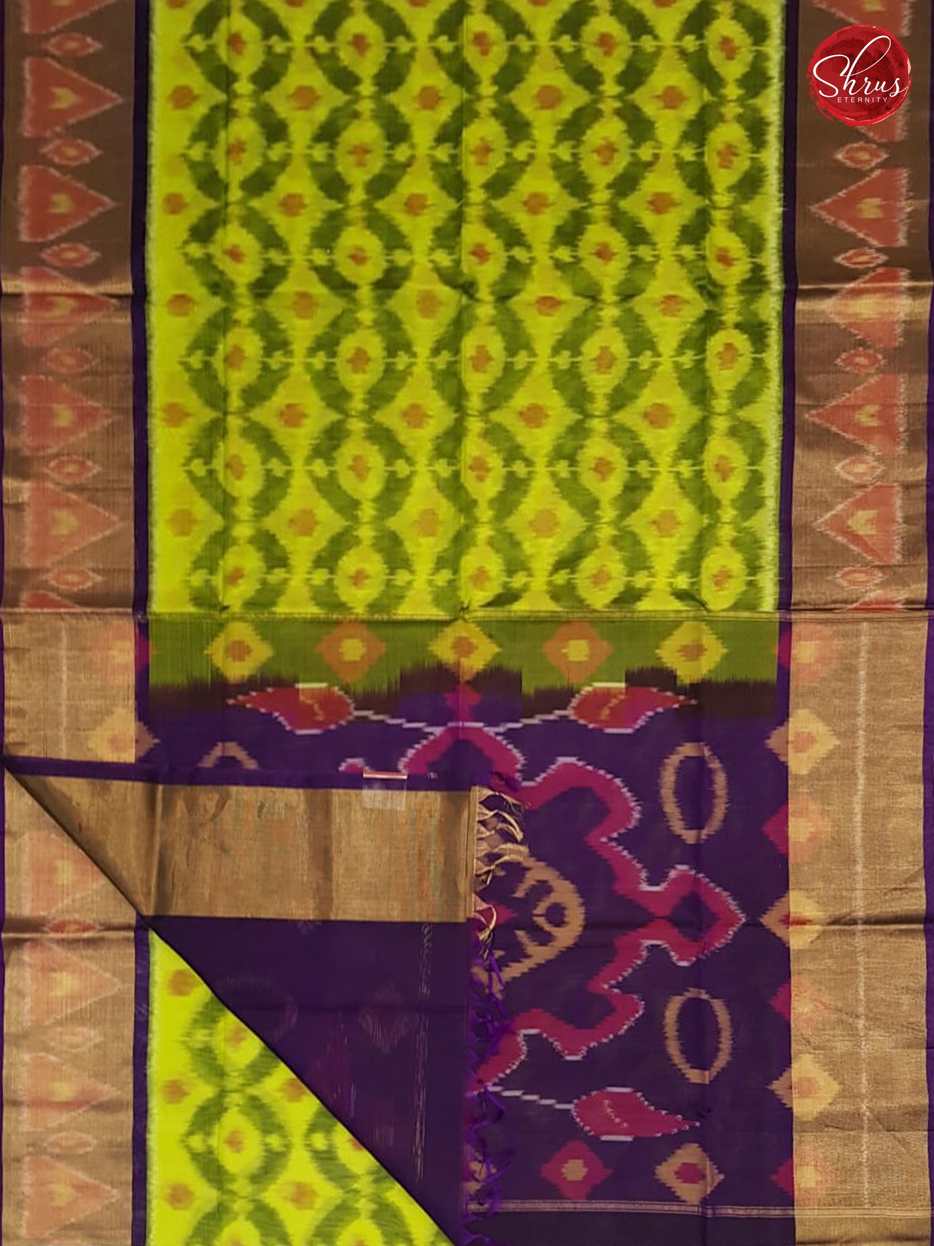 Lime Green & Violet - Pochampally Silk Cotton - Shop on ShrusEternity.com