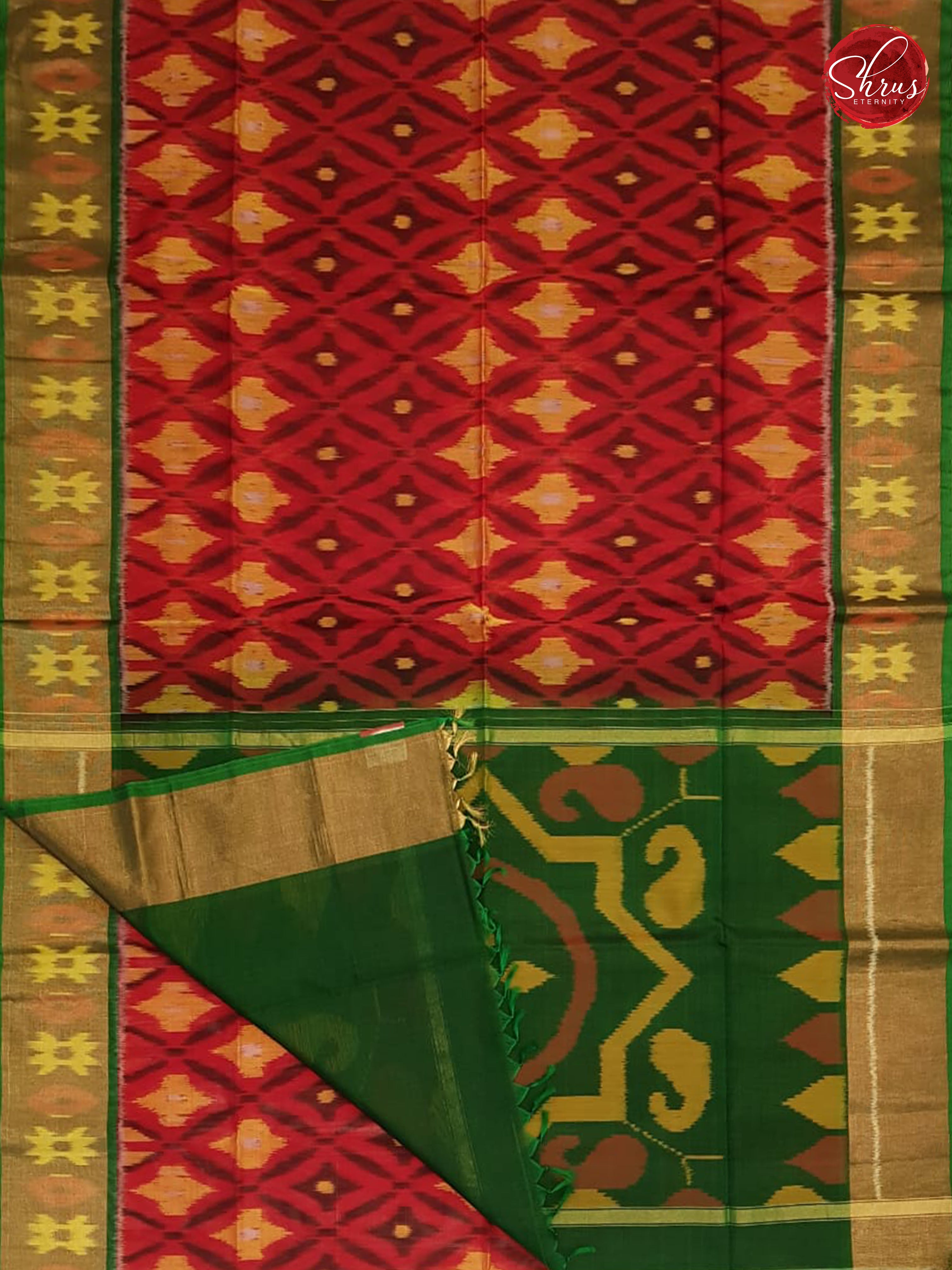 Red & Green - Pochampally Silk Cotton - Shop on ShrusEternity.com