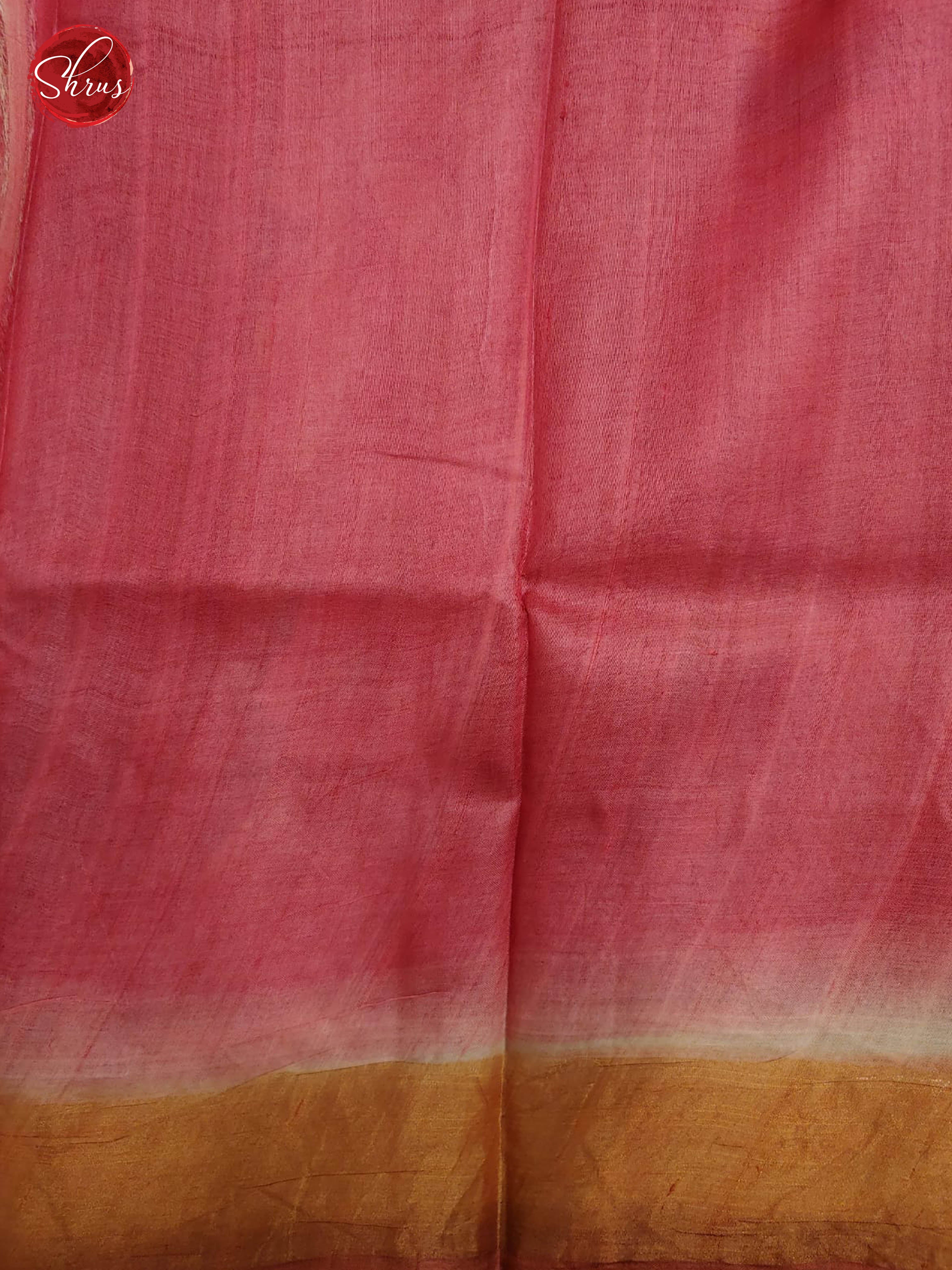 Greenish Yellow & Pink - Tussar with Kalamkari Block Print - Shop on ShrusEternity.com