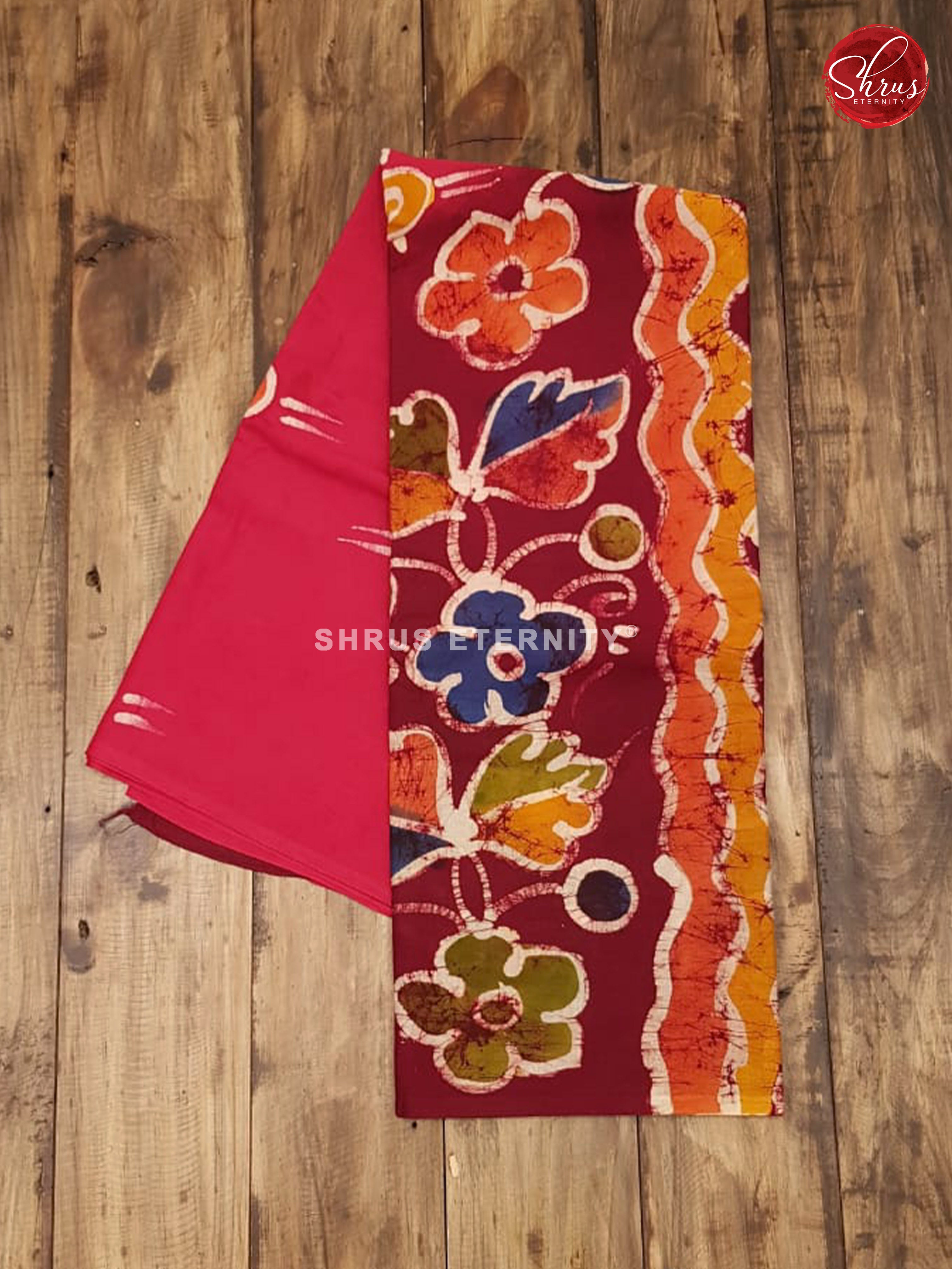 Dark Red & Maroon - Bhatik with Hand Paint - Shop on ShrusEternity.com