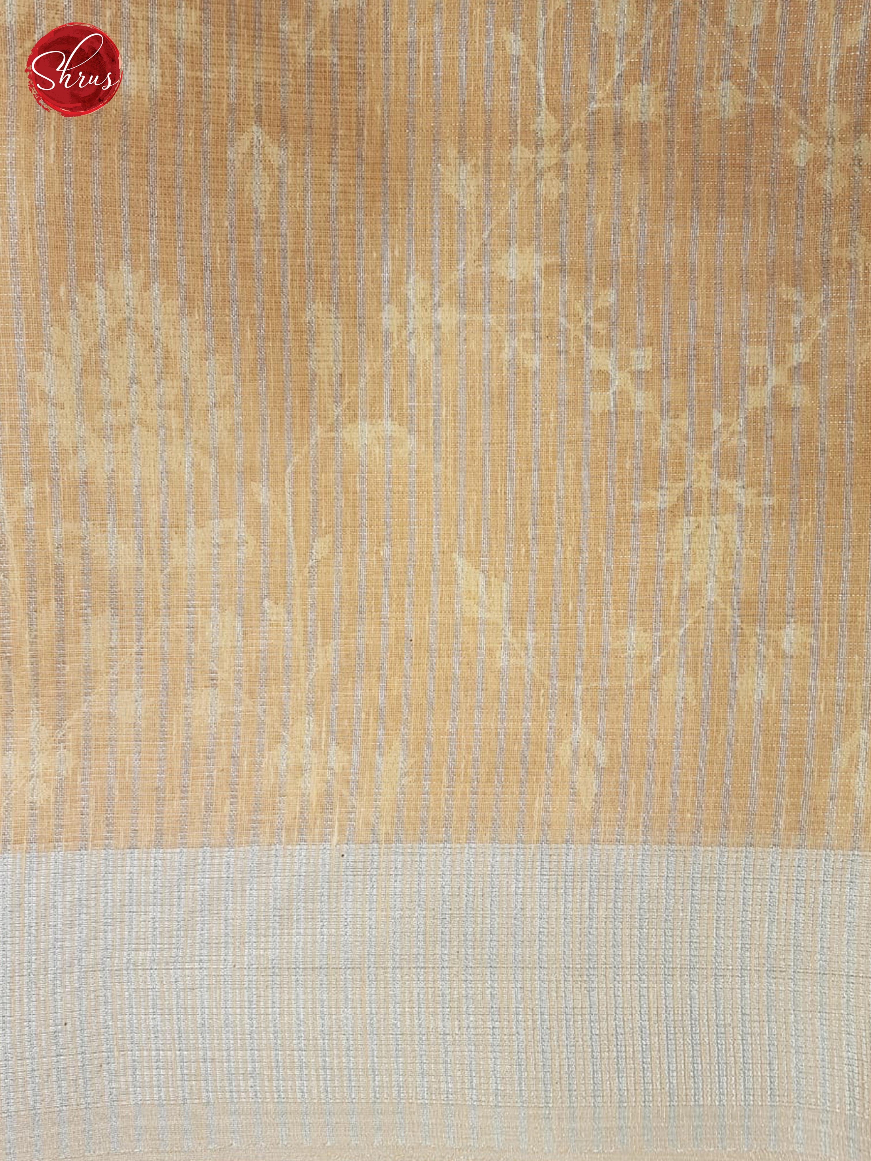 Peach(Single Tone) - Linen Embroidery with SIlver Zari Border - Shop on ShrusEternity.com