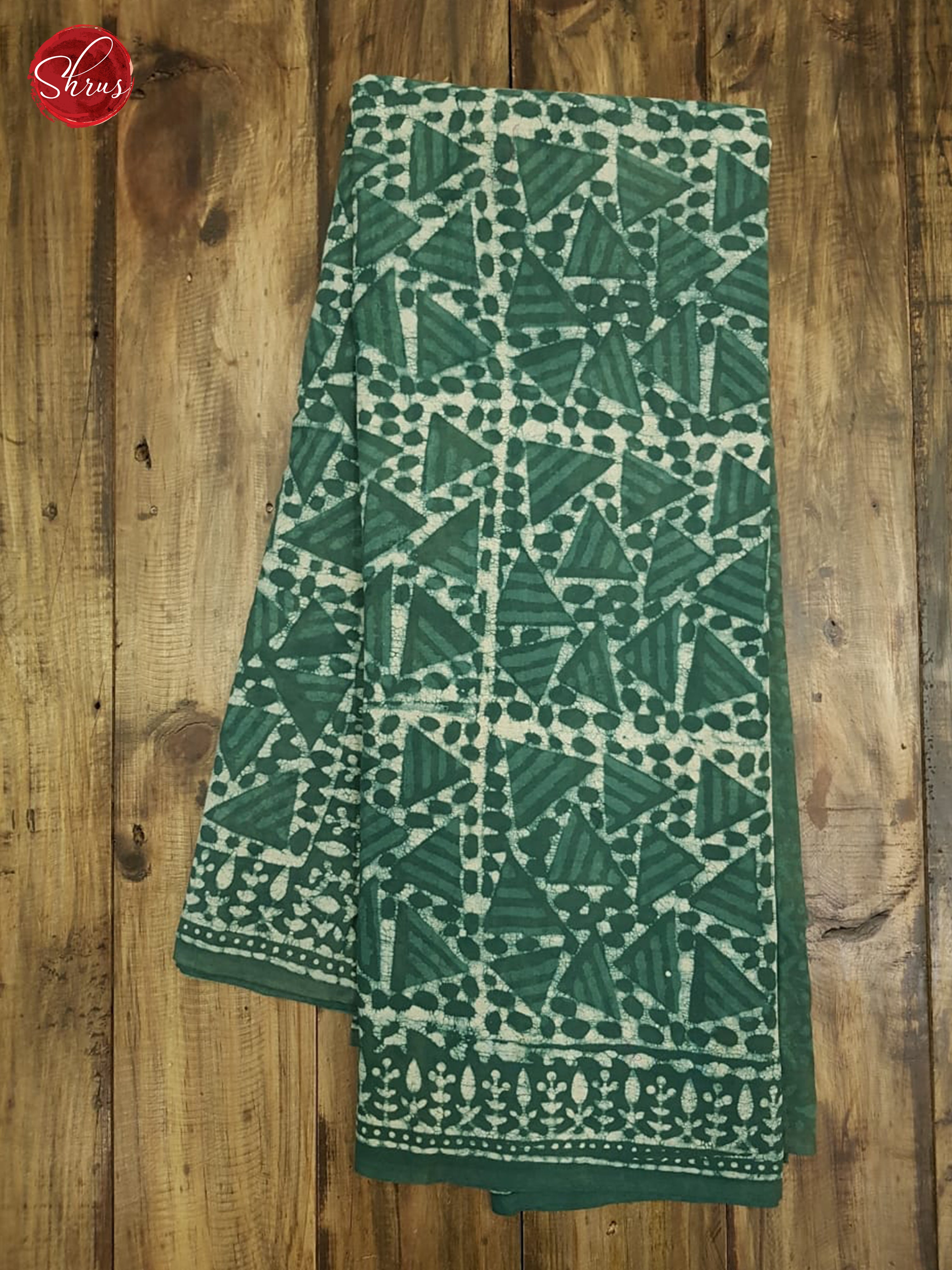 Green & White - Cotton with Hand Block Print - Shop on ShrusEternity.com