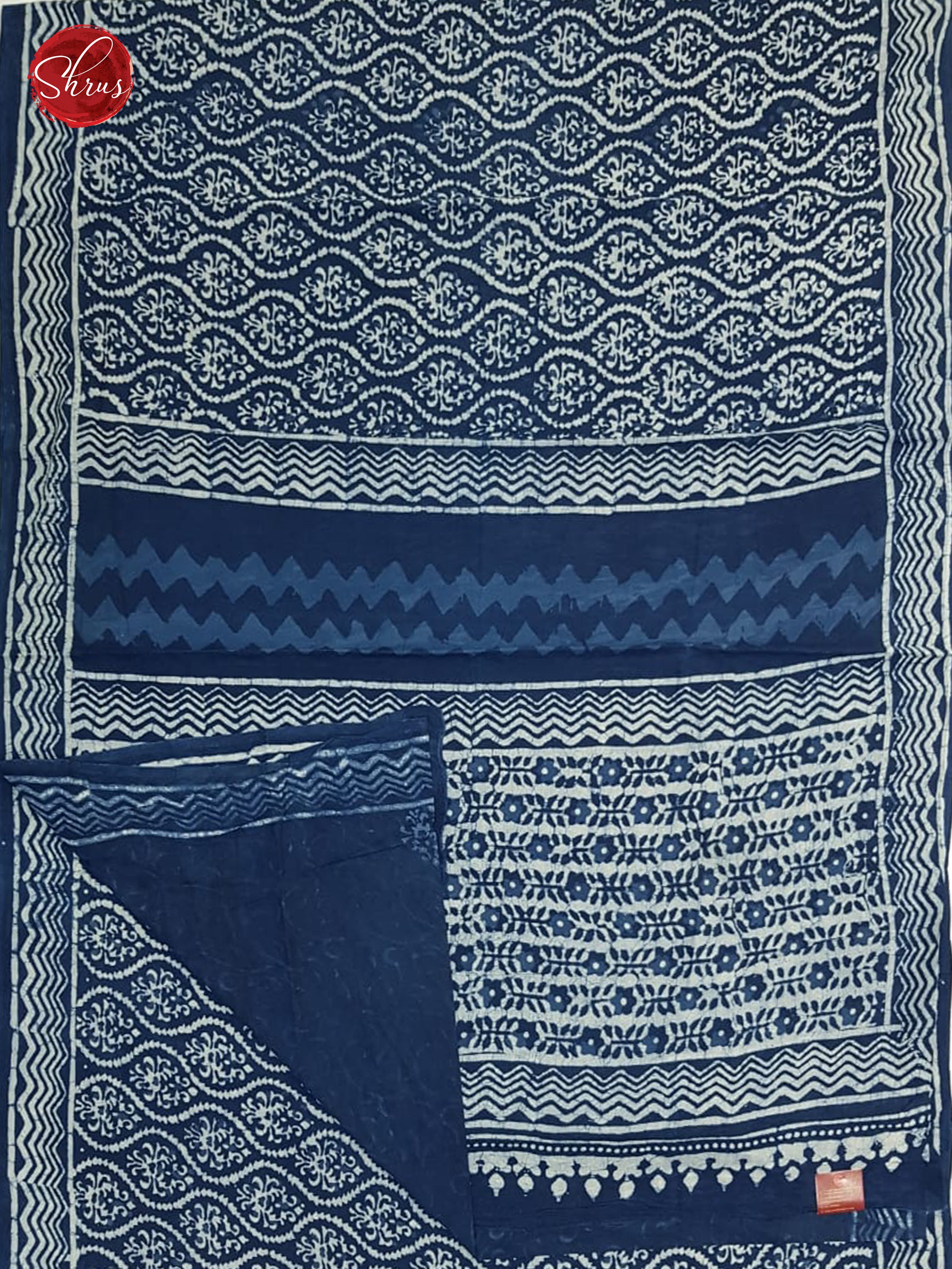 Blue & White -   Cotton with Hand Block Print - Shop on ShrusEternity.com
