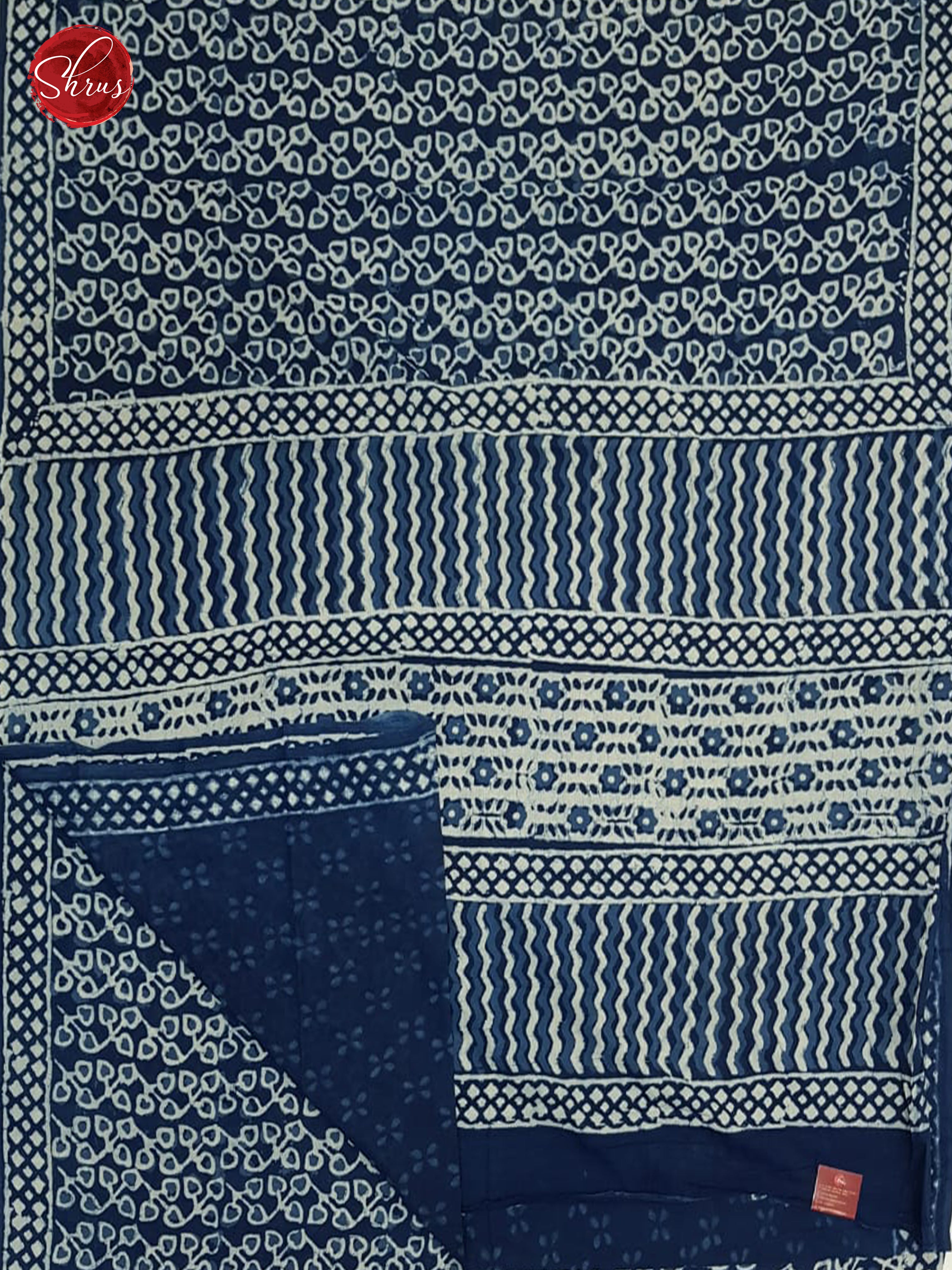 Blue & White - Cotton with Hand Block Print - Shop on ShrusEternity.com