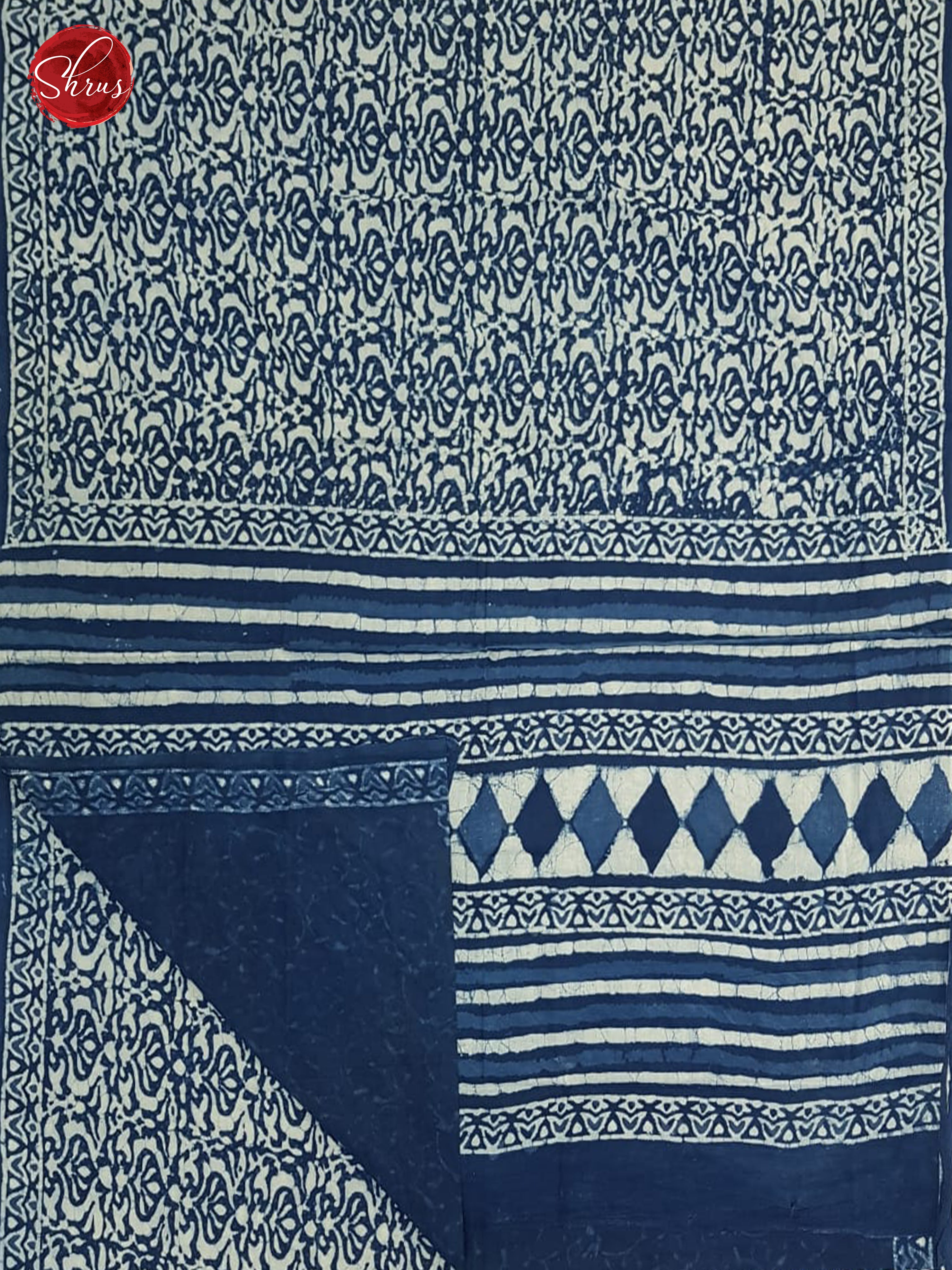 Blue & White -  Cotton with Hand Block Print - Shop on ShrusEternity.com