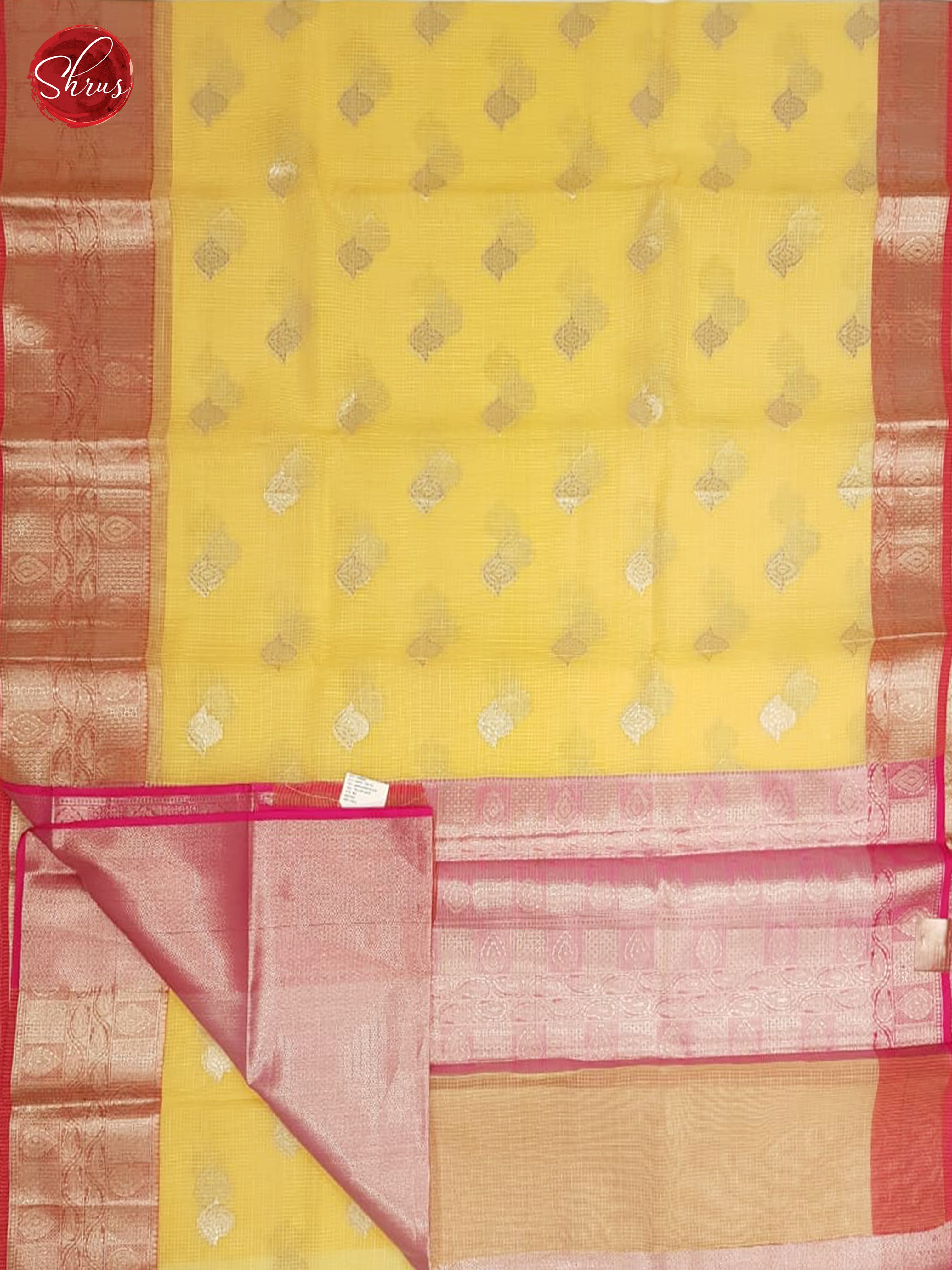 Golden Yellow & Pink - Kora Banarasi with Gold Zari Border - Shop on ShrusEternity.com