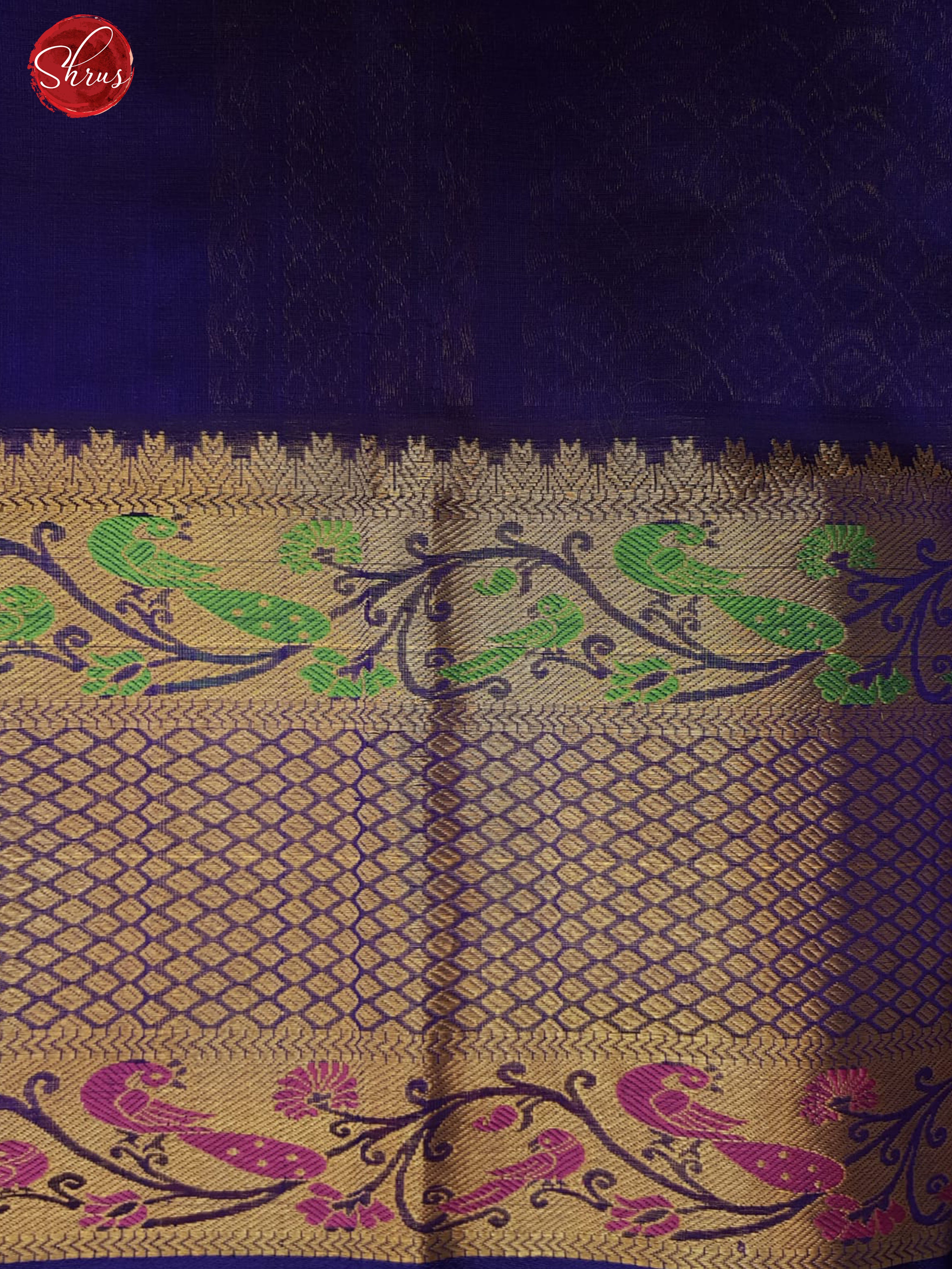 Teal Blue & Blue- Silk Cotton with zari woven buttas on the body & Contrast Zari Border - Shop on ShrusEternity.com