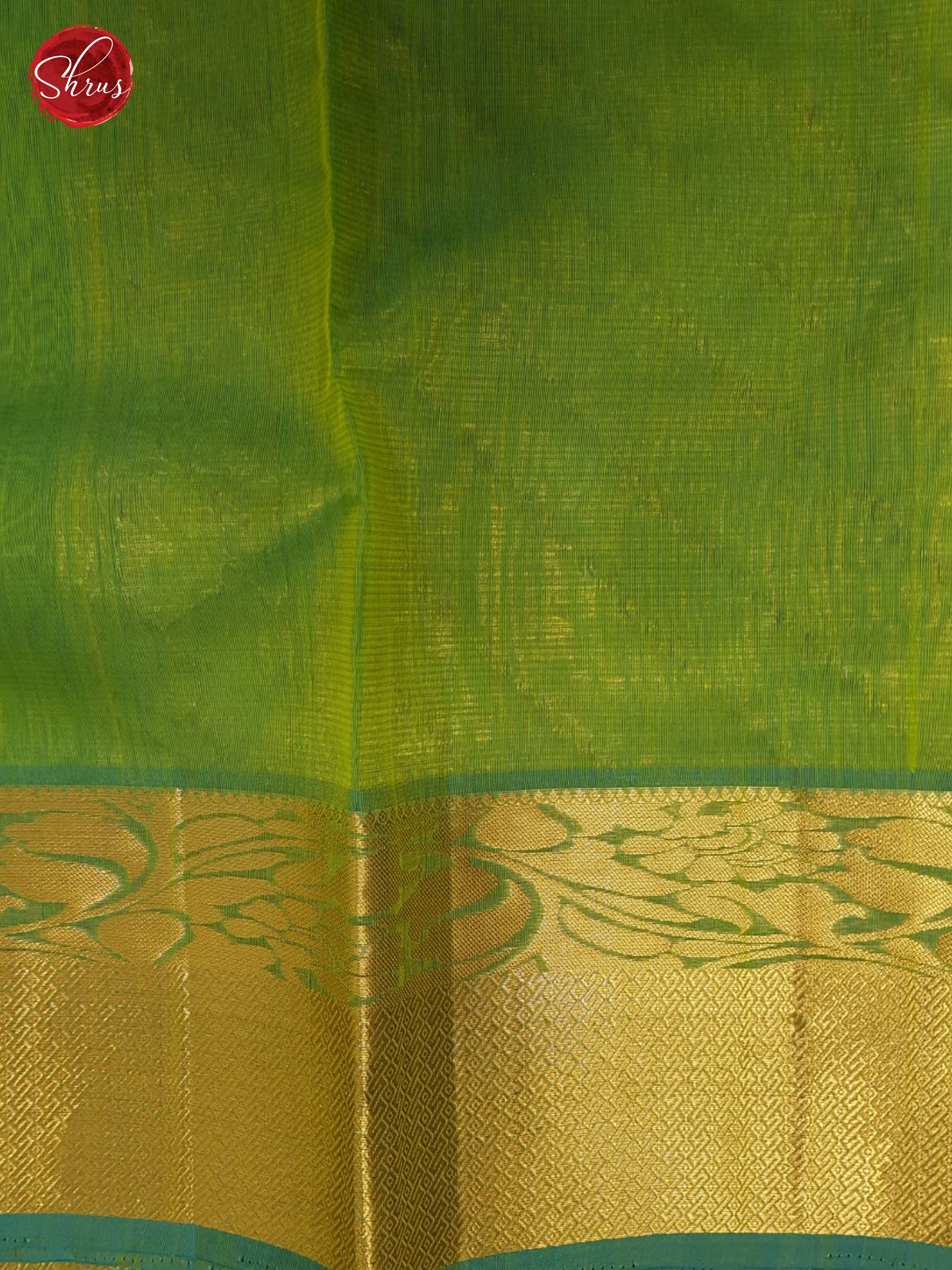 Green & Blue - Silk Cotton with Border & Gold zari - Shop on ShrusEternity.com