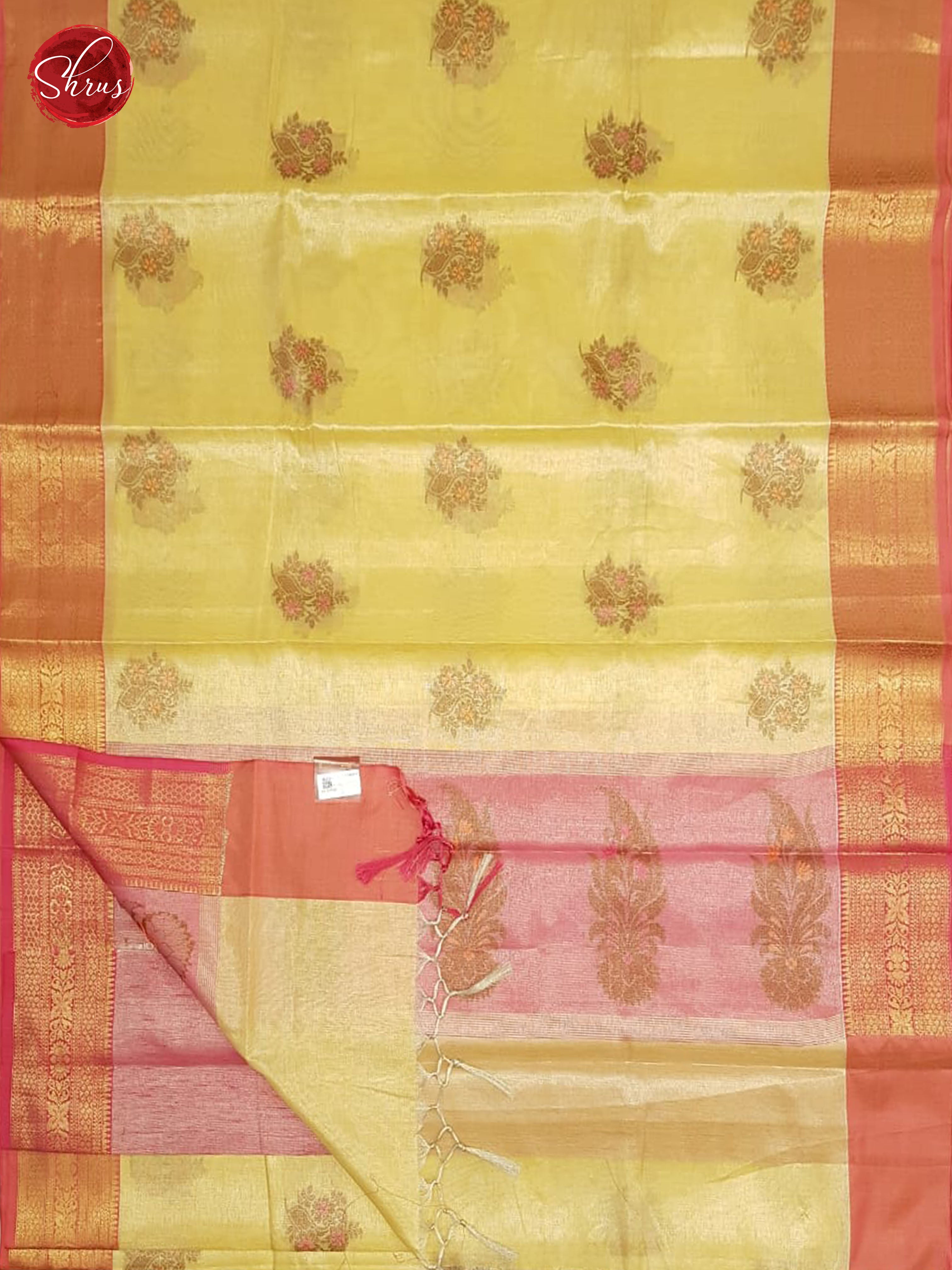 Yellow & Pink - Kora Silk with Border & Gold Zari - Shop on ShrusEternity.com