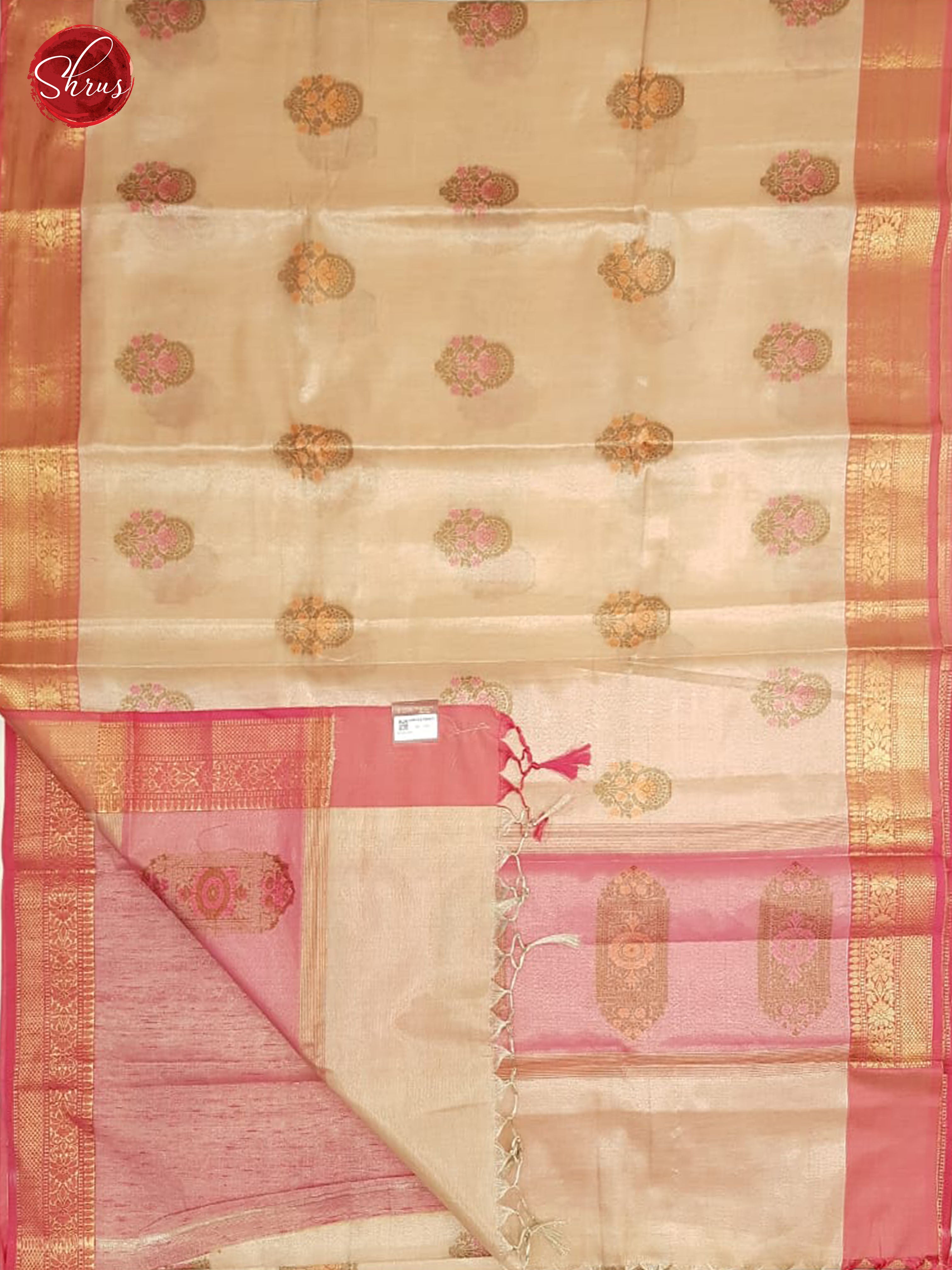 Peach & Pink - Kora Silk with Border & Gold zari - Shop on ShrusEternity.com