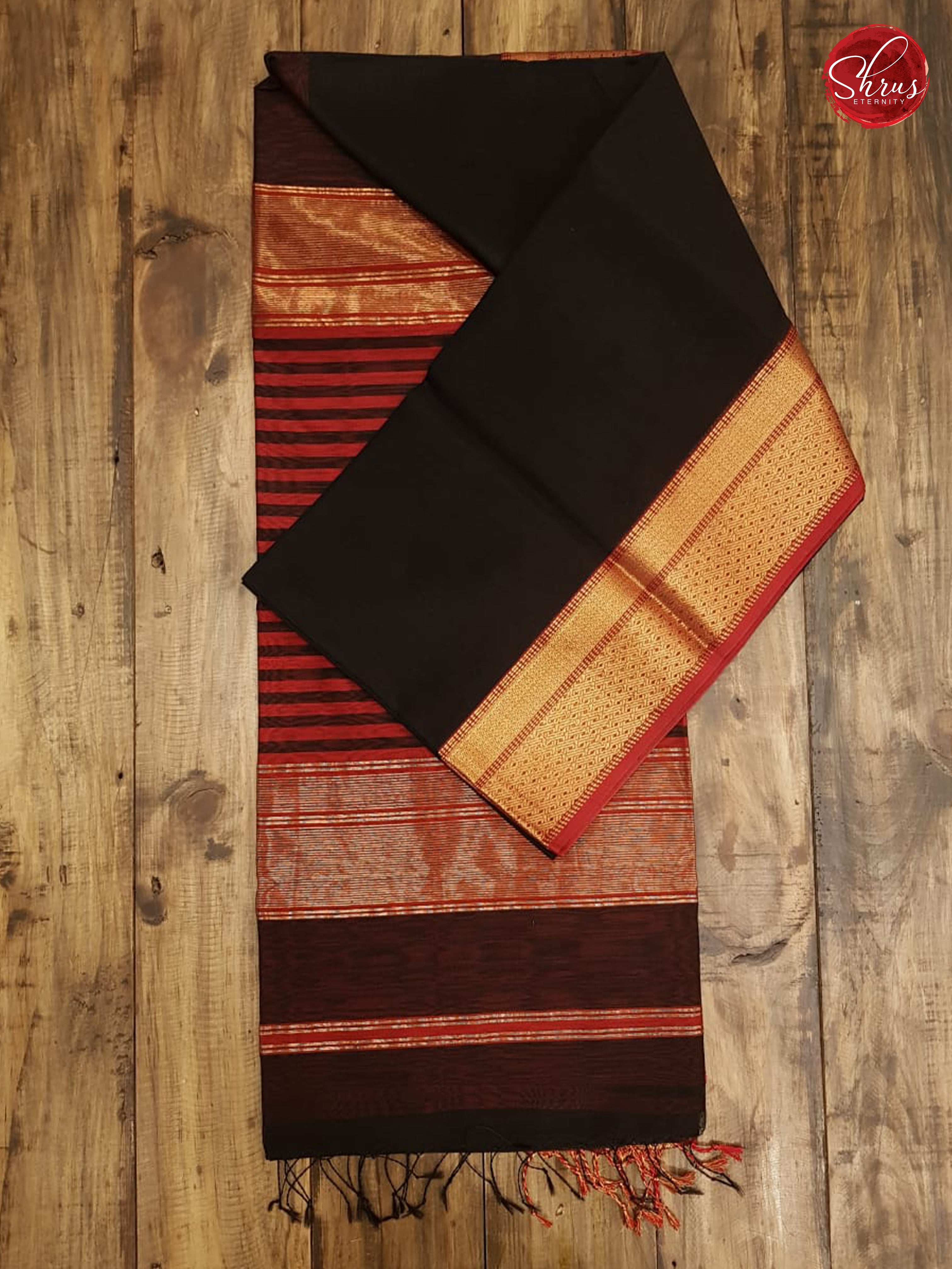 Black & Red - Maheshwari Silk Cotton - Shop on ShrusEternity.com