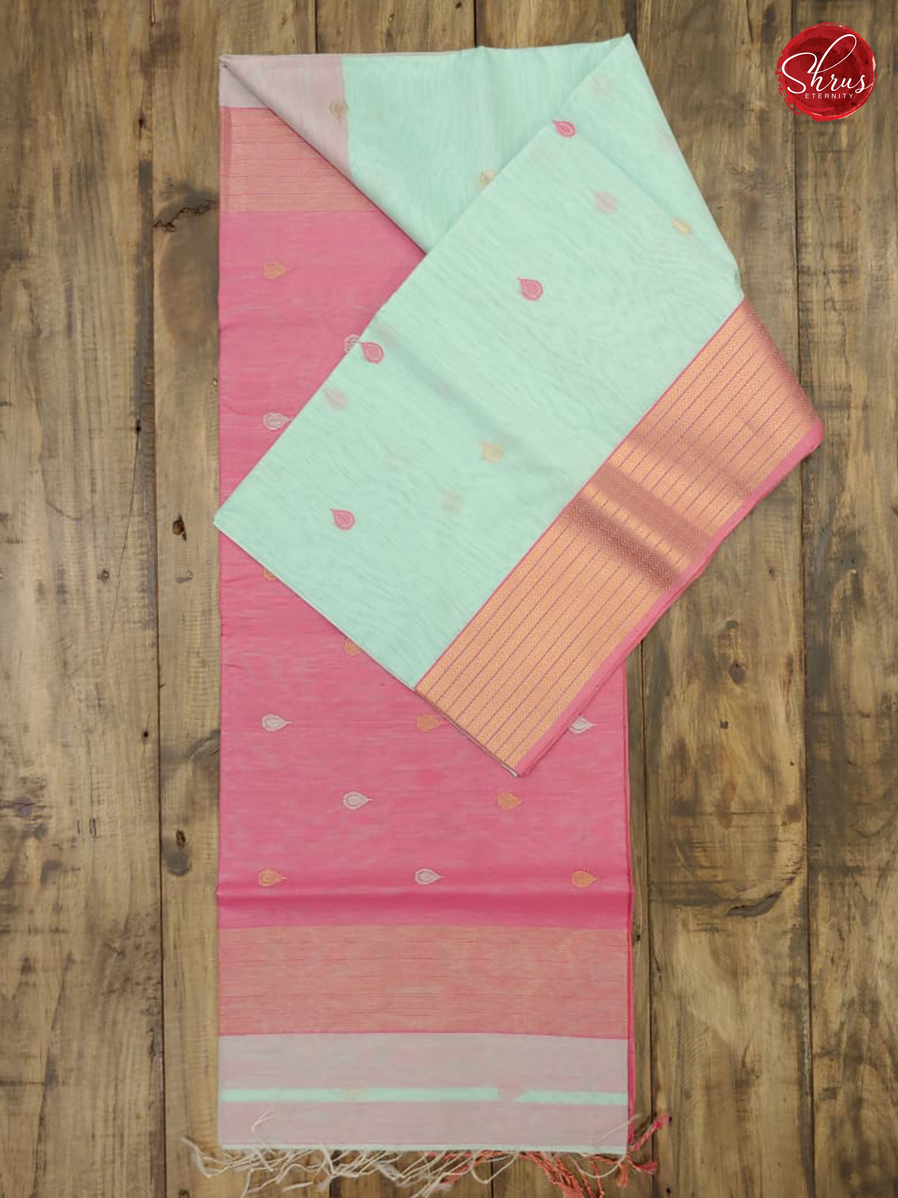 Pastel Blue & Pink - Maheshwari Silk Cotton - Shop on ShrusEternity.com