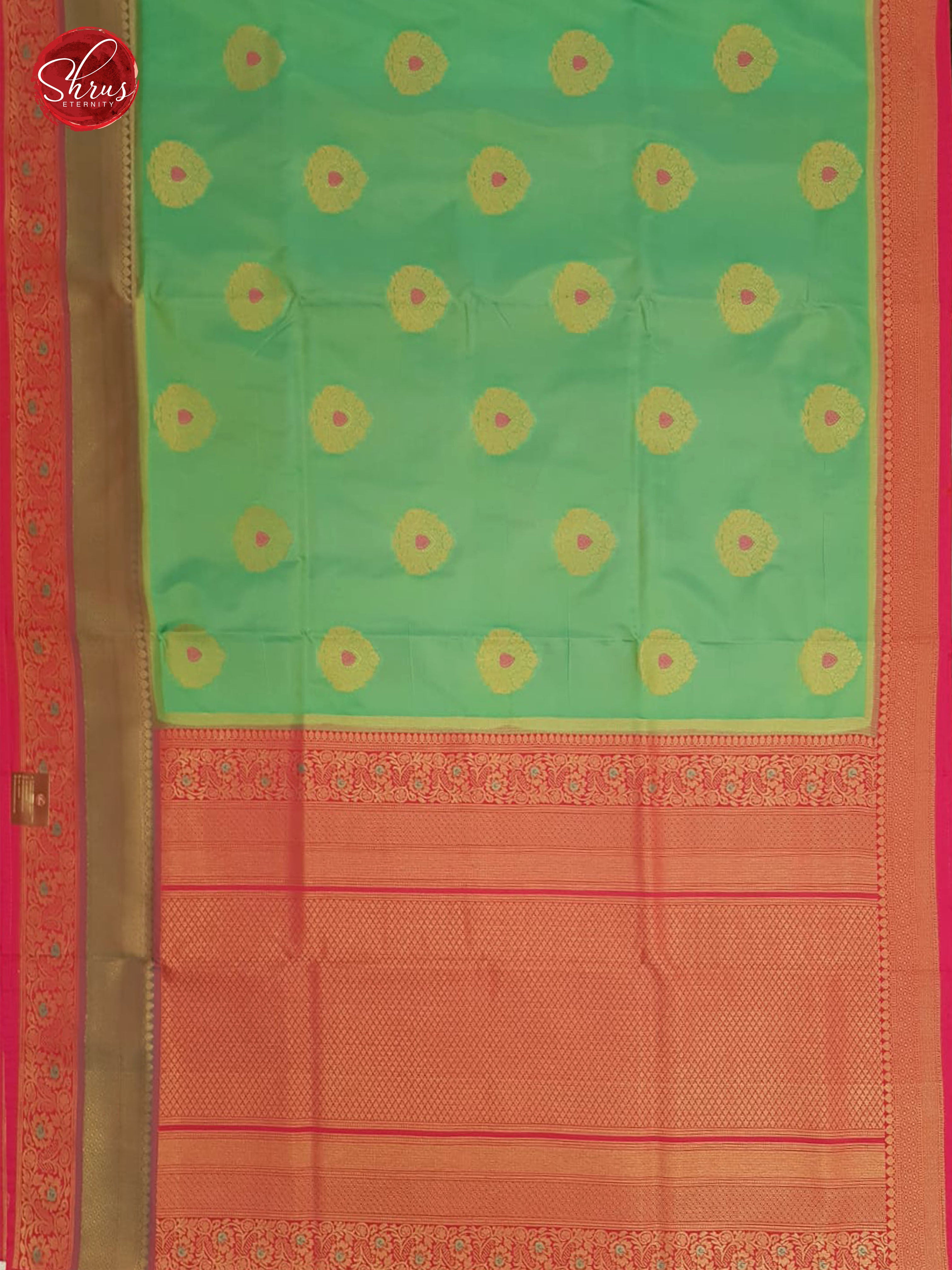 Green & Pink - Semi Banarasi with Gold zari - Shop on ShrusEternity.com