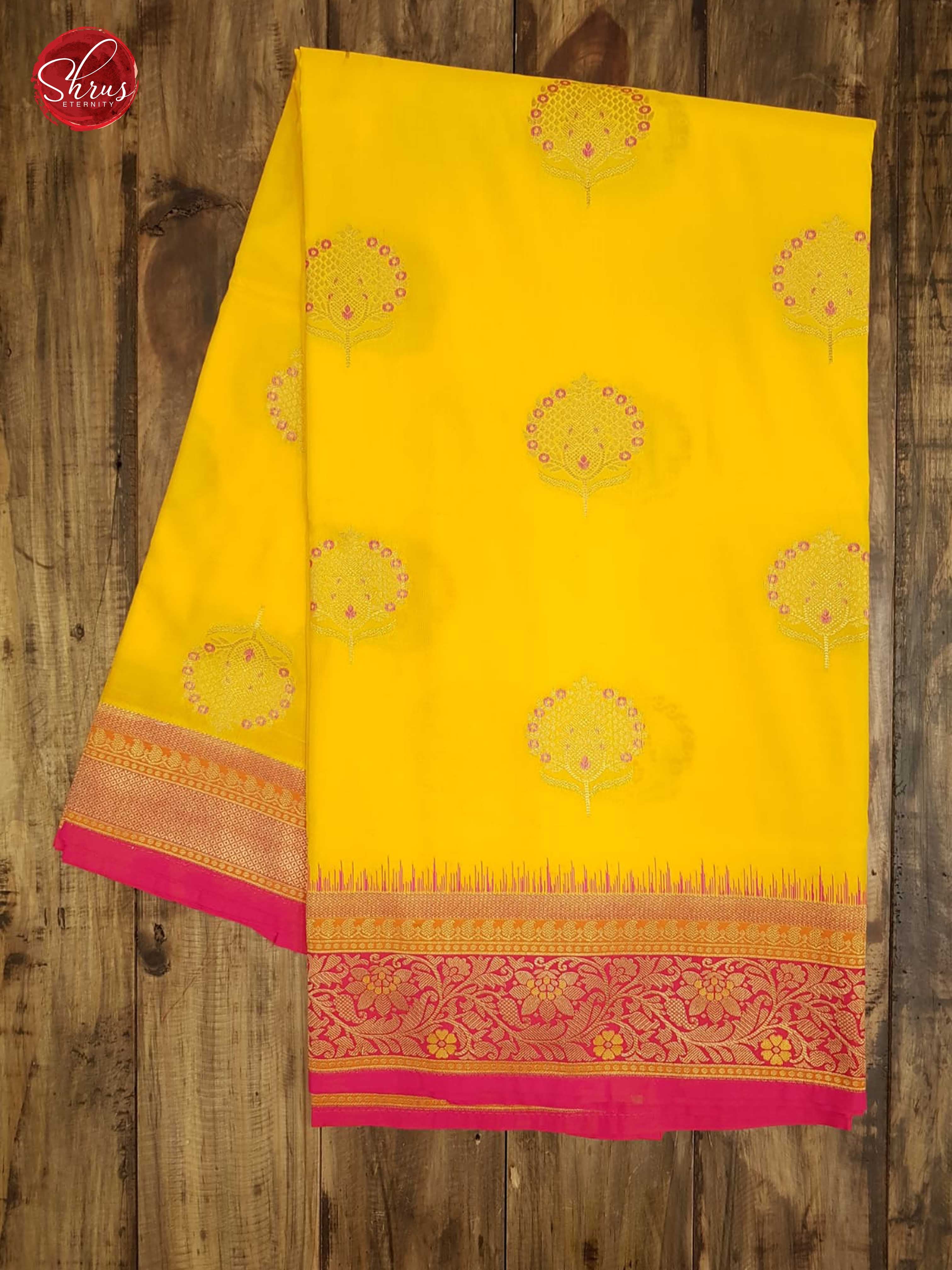 Yellow & Pink - Semi Banarasi with Gold zari - Shop on ShrusEternity.com
