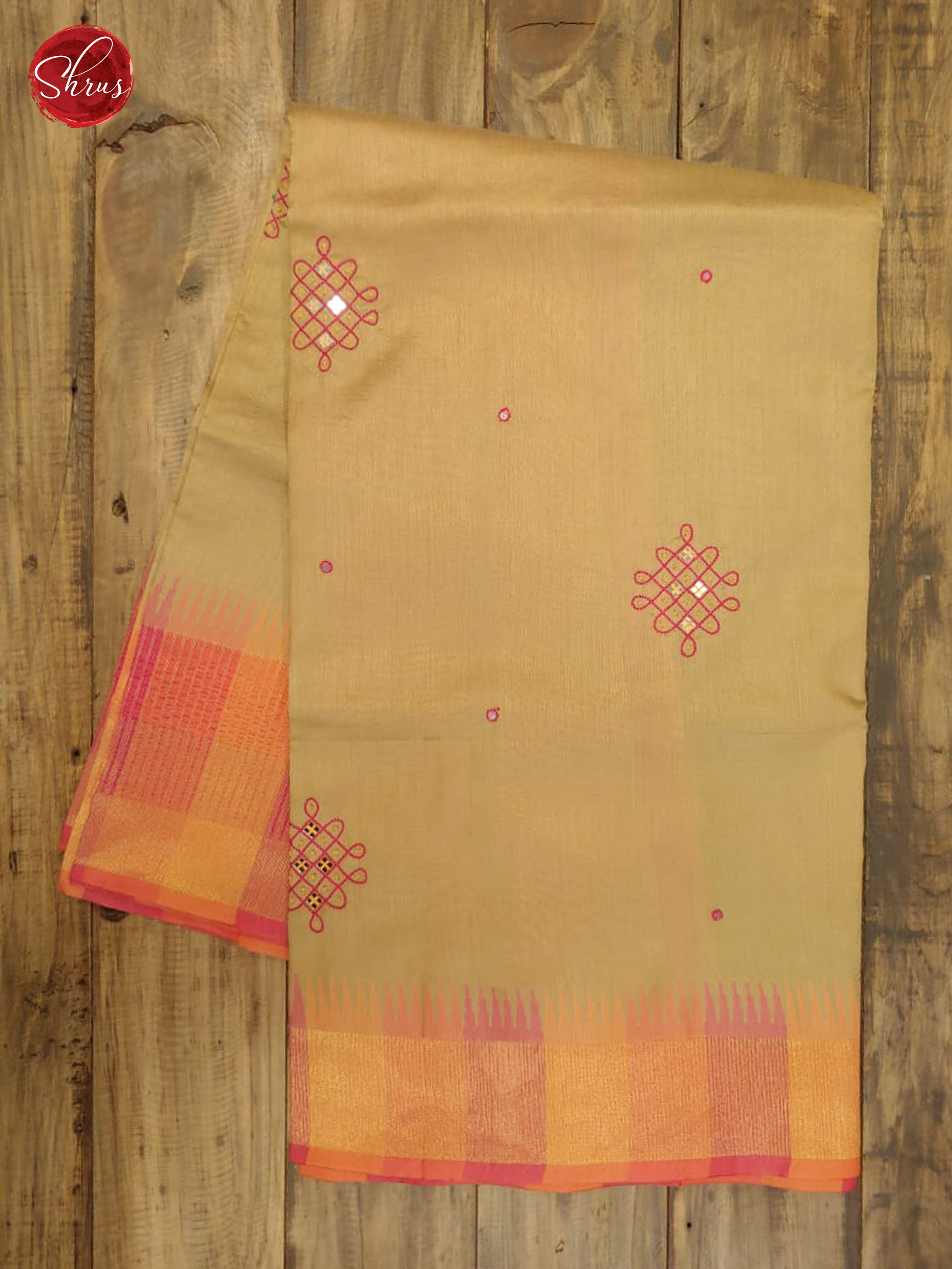 Beige & Pink - Semi Raw Silk with Border - Shop on ShrusEternity.com