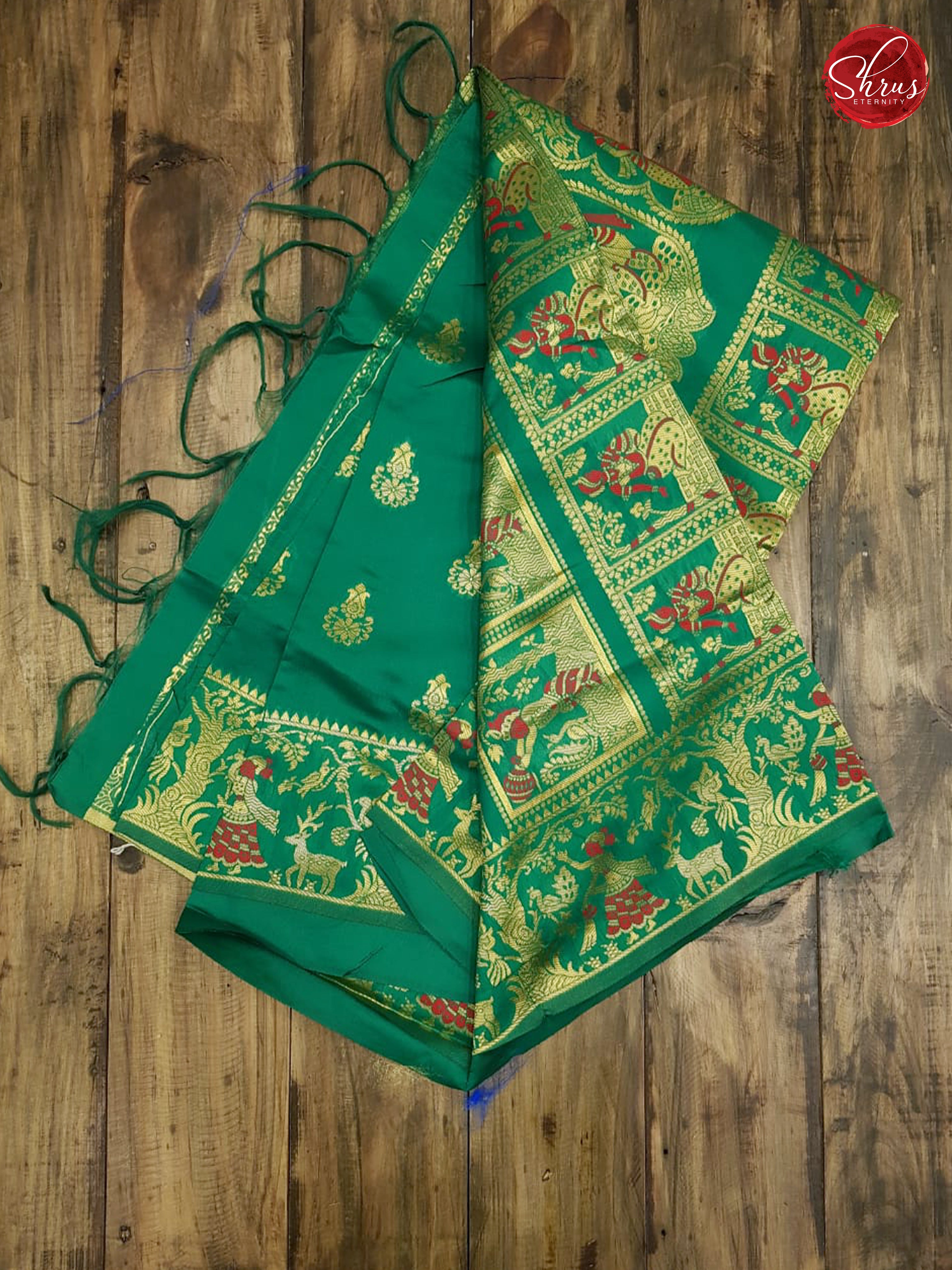 Green - Baluchari Cotton Silk - Shop on ShrusEternity.com