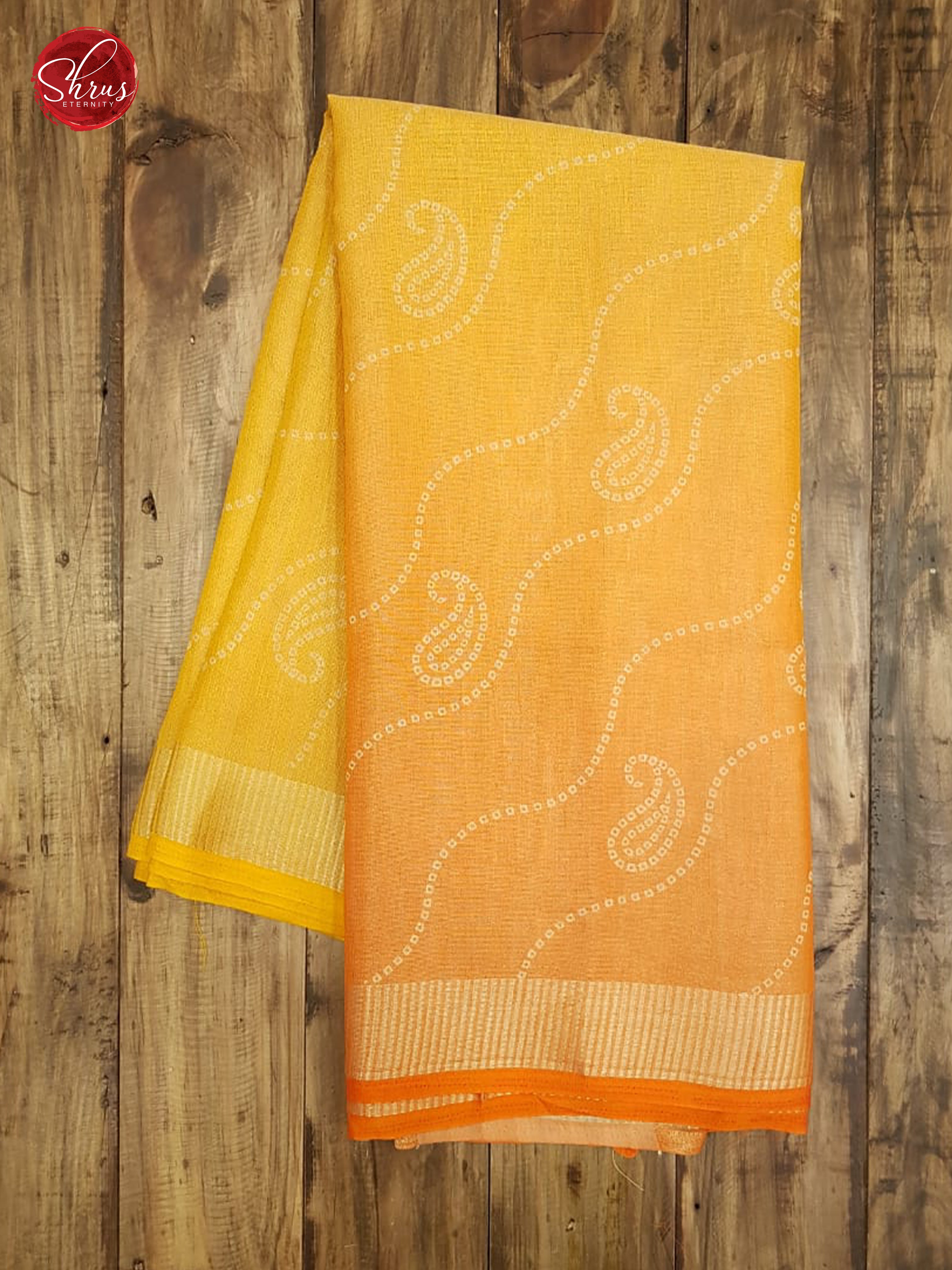 Yellow & Orange - Cotton Silk with Gold Zari  Border - Shop on ShrusEternity.com