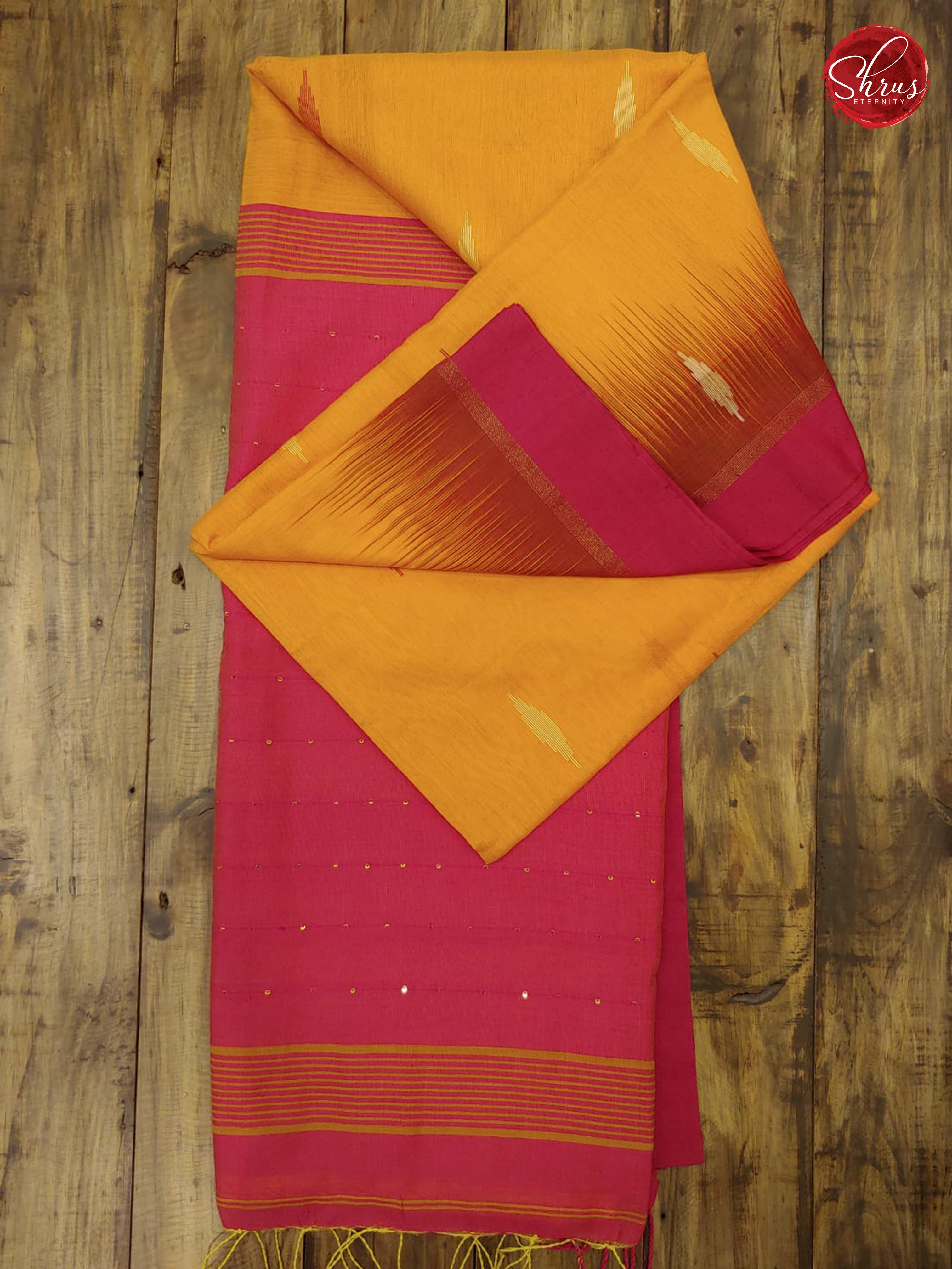 Yellow & Pink - Bengal Cotton Silk - Shop on ShrusEternity.com