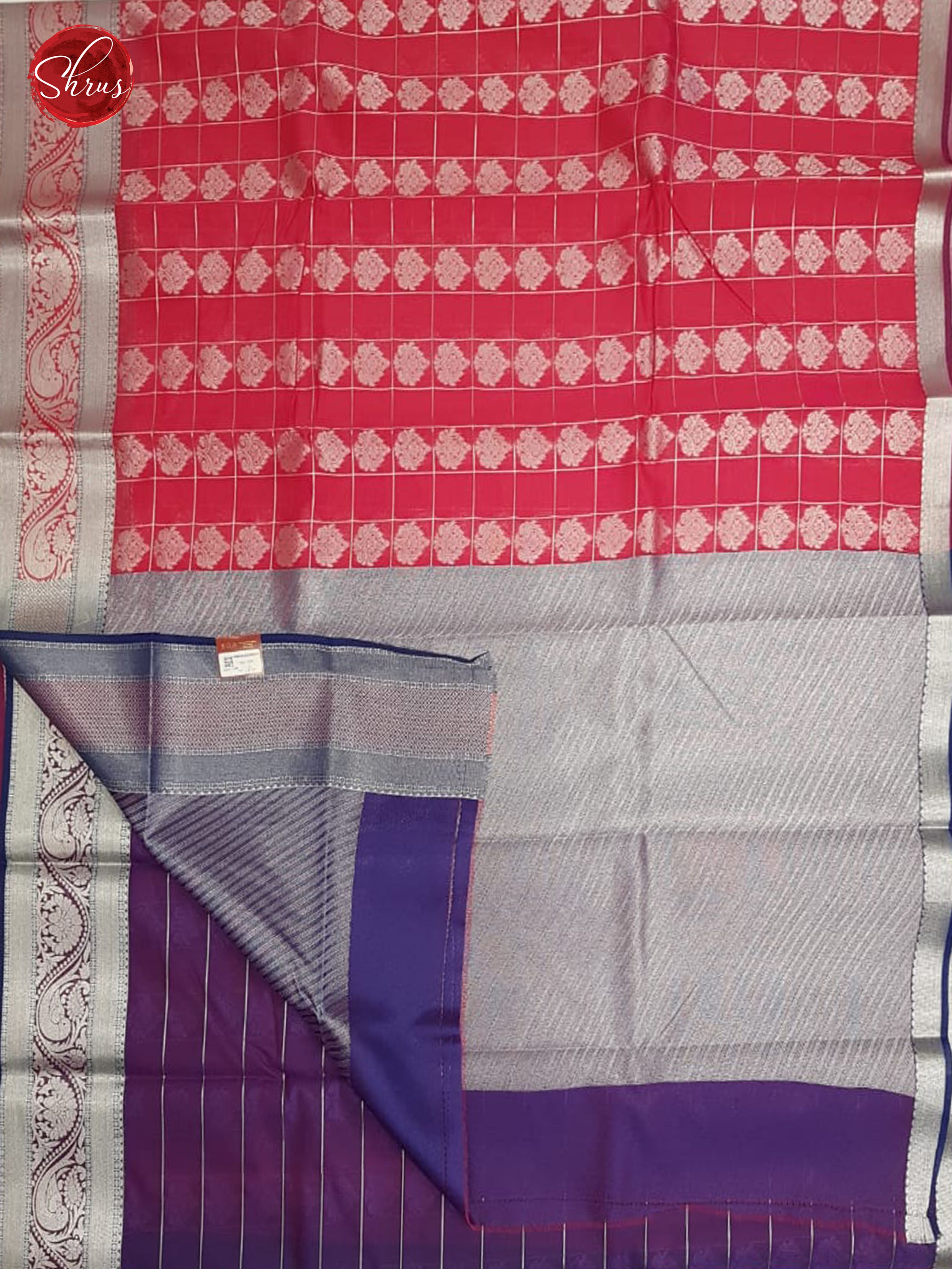 Pink & Violet - Kora Cotton Silk with Border & Gold zari - Shop on ShrusEternity.com