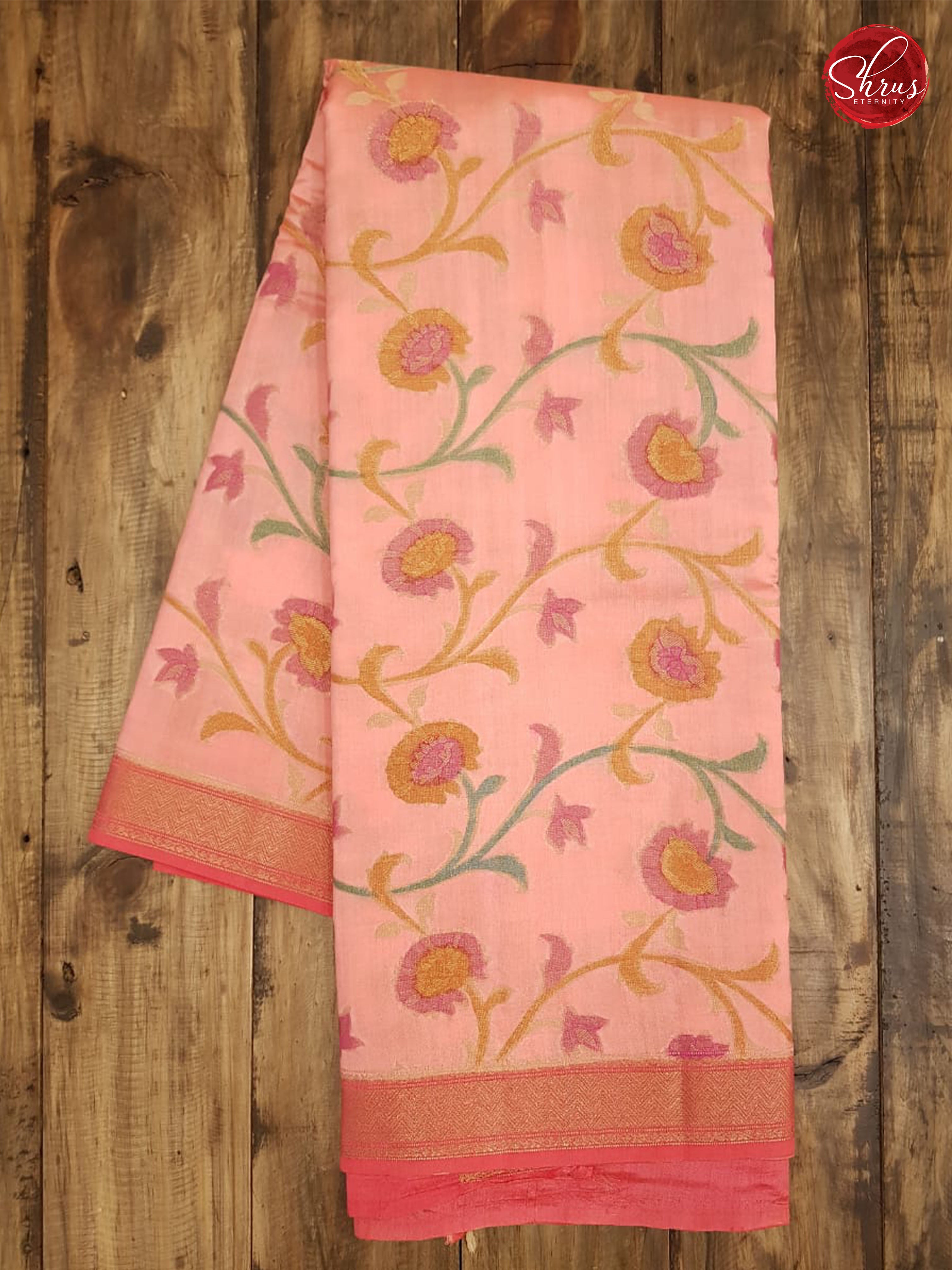 Peachish Pink & Pink - Tussar Silk - Shop on ShrusEternity.com