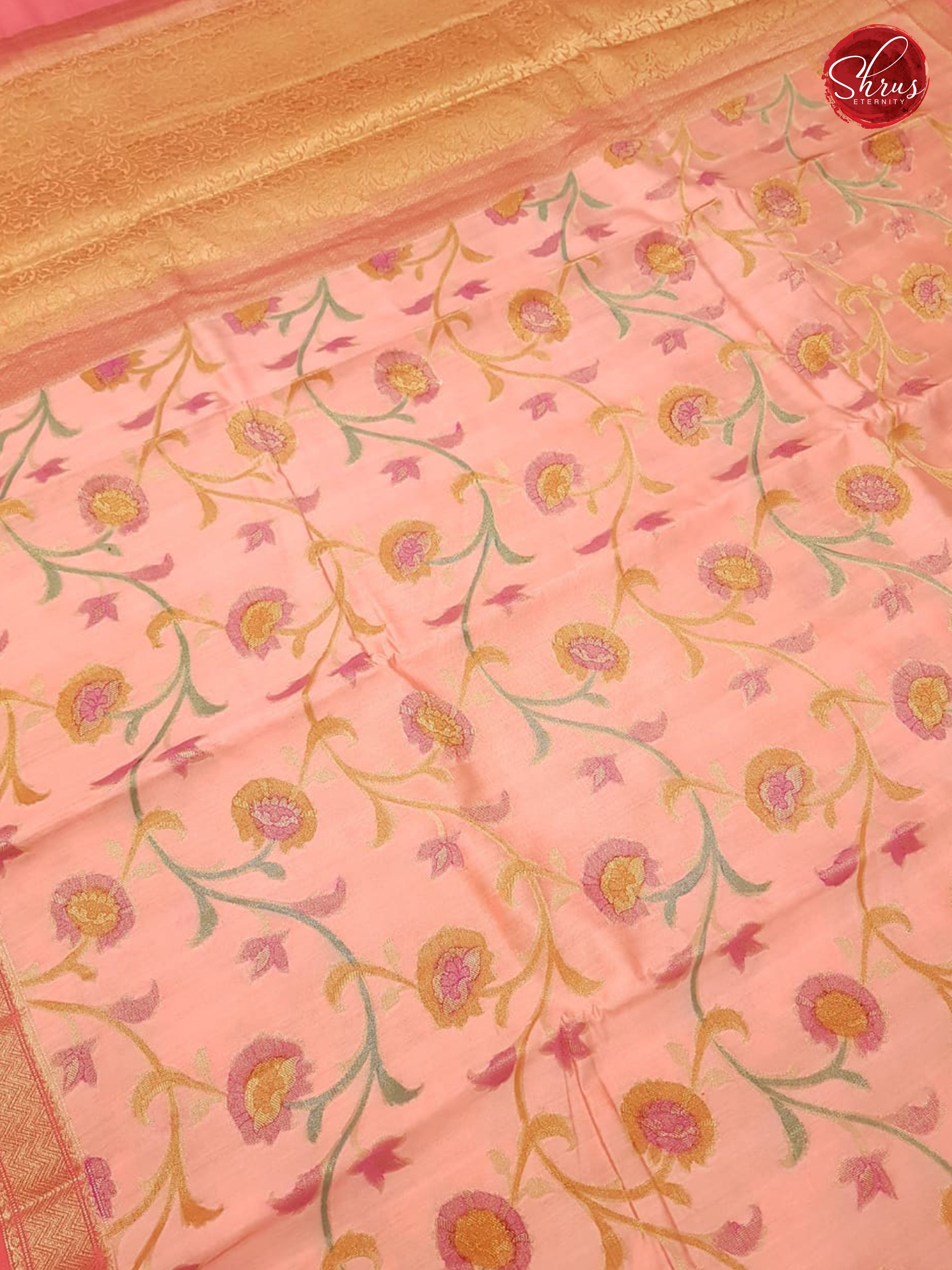 Peachish Pink & Pink - Tussar Silk - Shop on ShrusEternity.com