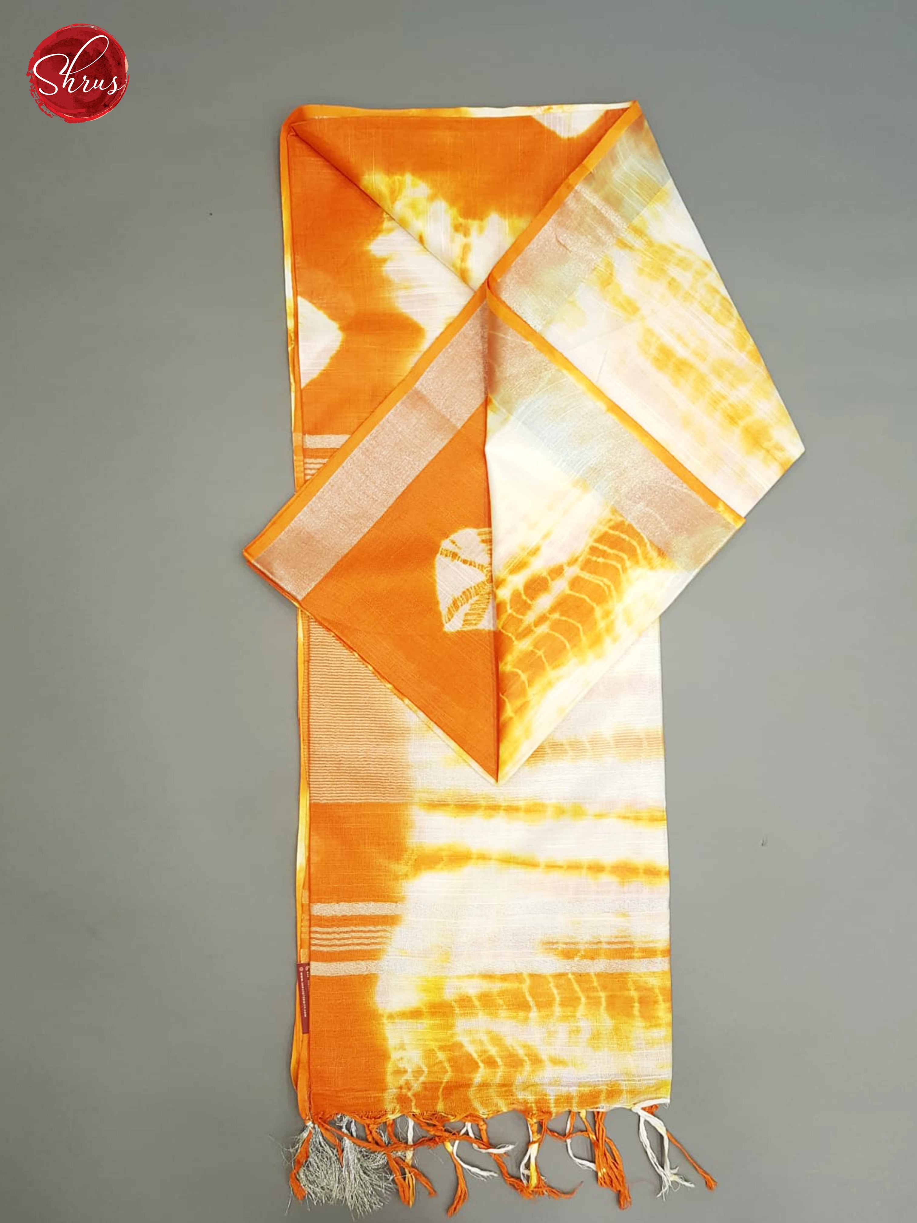Orange & Cream - Shibori with Silver Zari Border - Shop on ShrusEternity.com