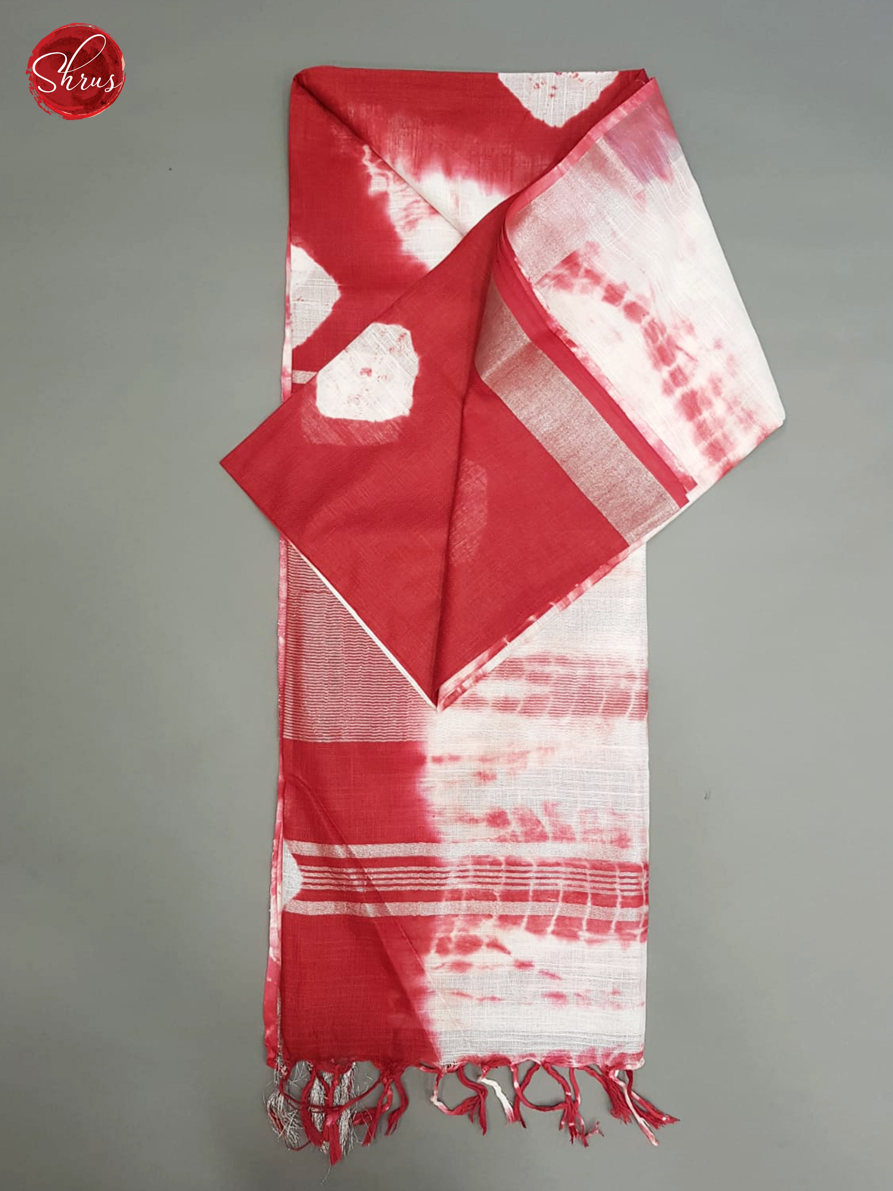 Red & White - Shibori with Silver Zari Border - Shop on ShrusEternity.com