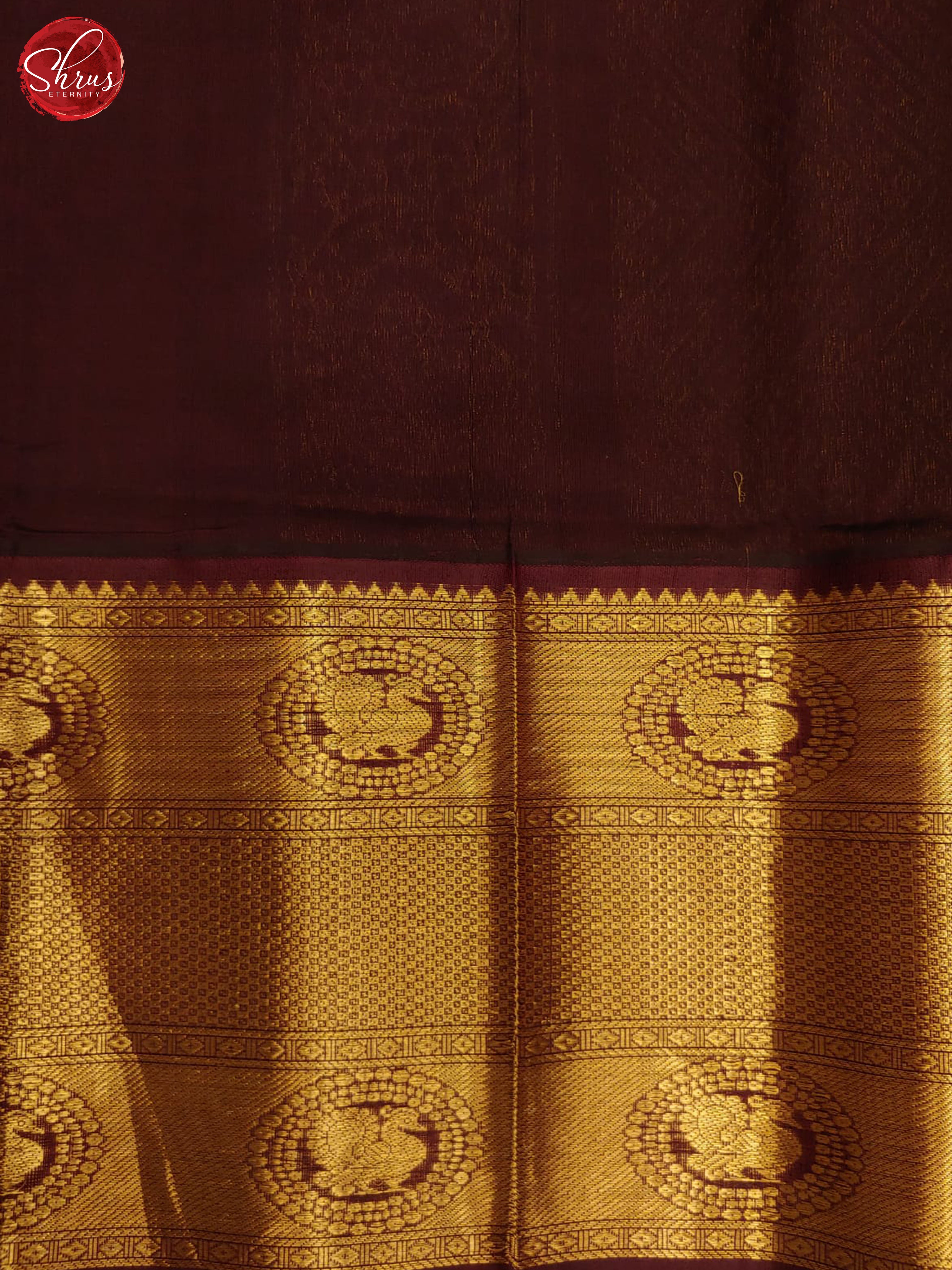 Red & Coffee Brown - Silk Cotton with Border & Gold , silver zari - Shop on ShrusEternity.com
