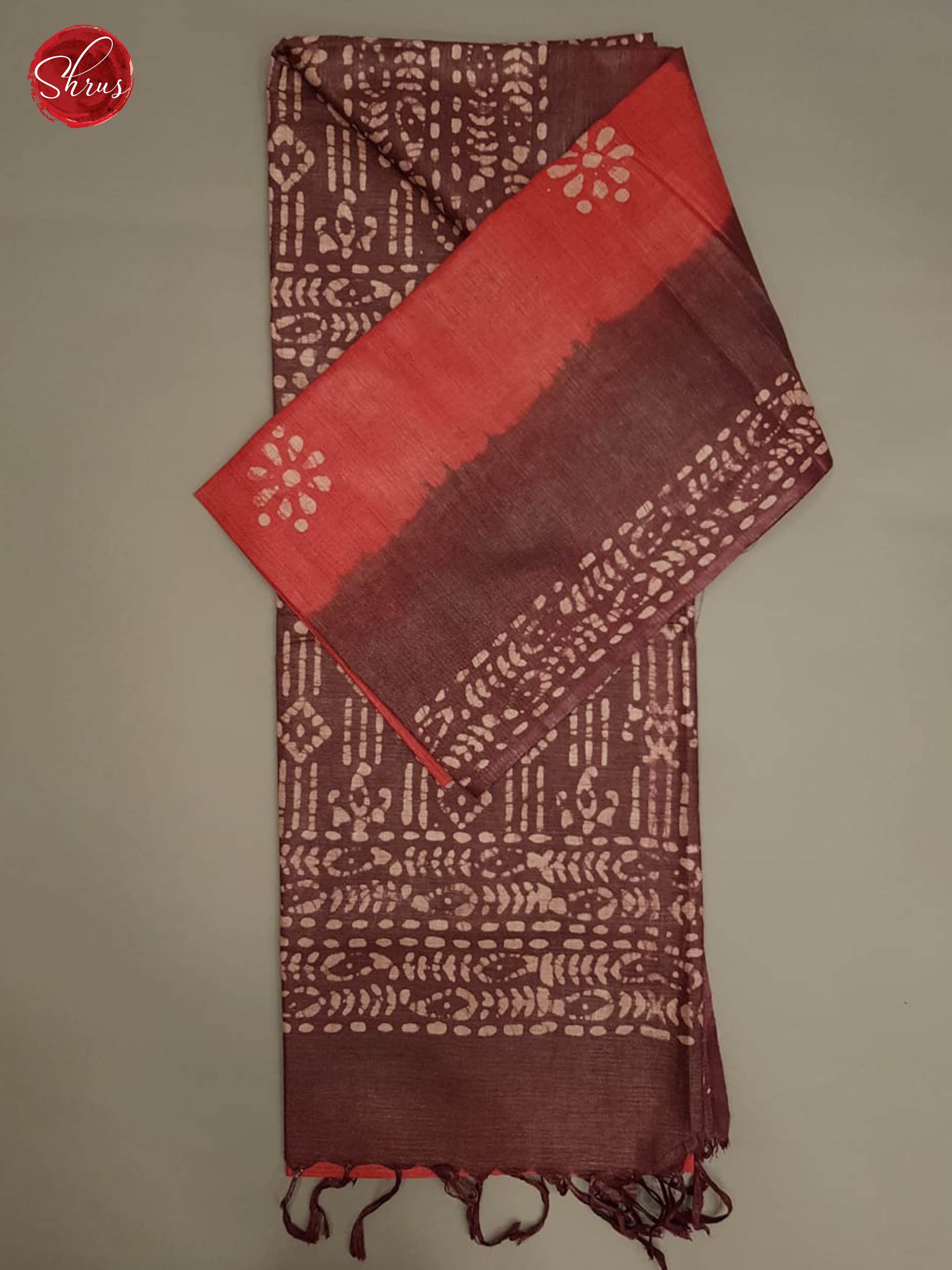 Red & Brown - Bhatik with printed Border - Shop on ShrusEternity.com