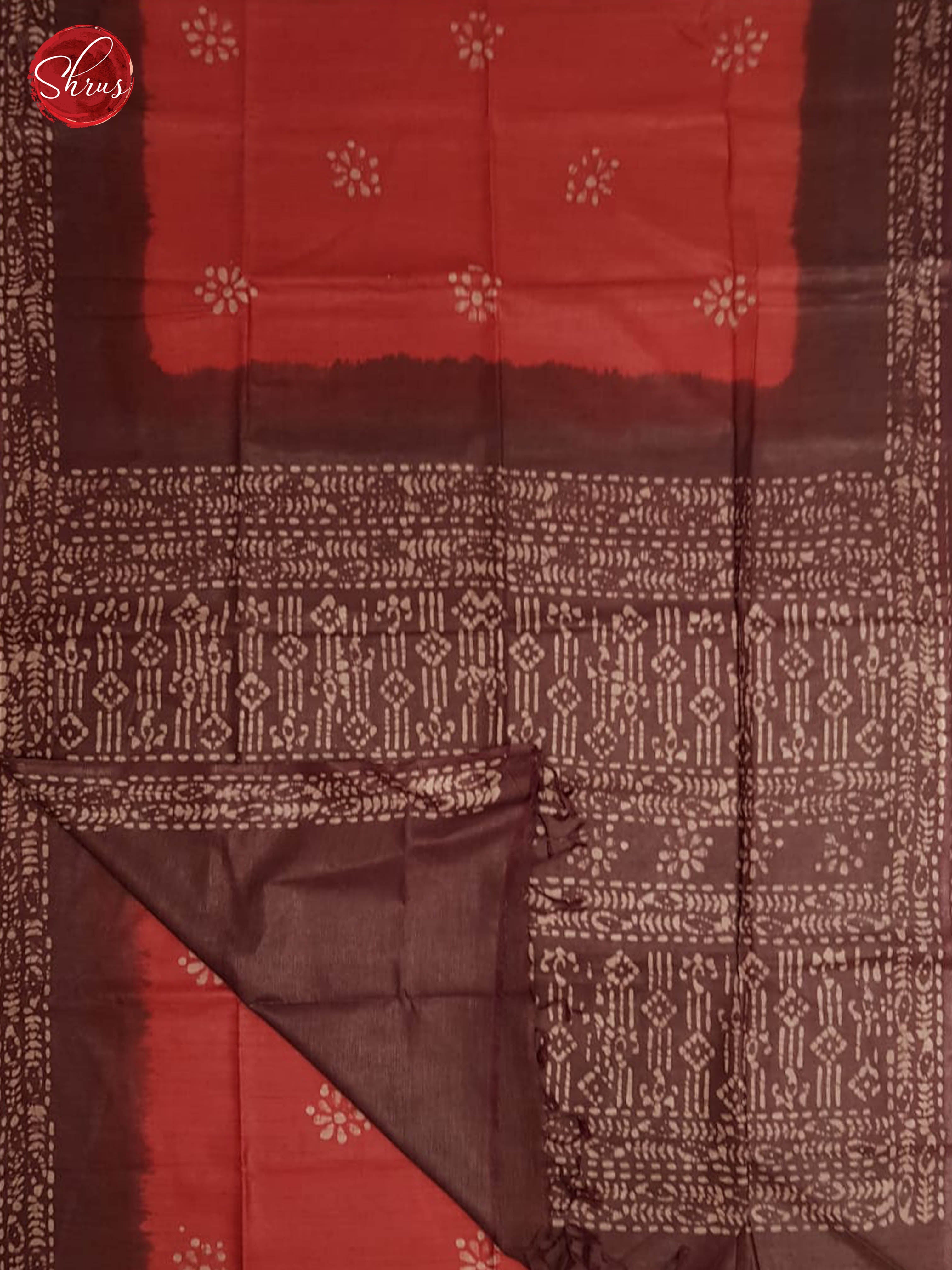 Red & Brown - Bhatik with printed Border - Shop on ShrusEternity.com