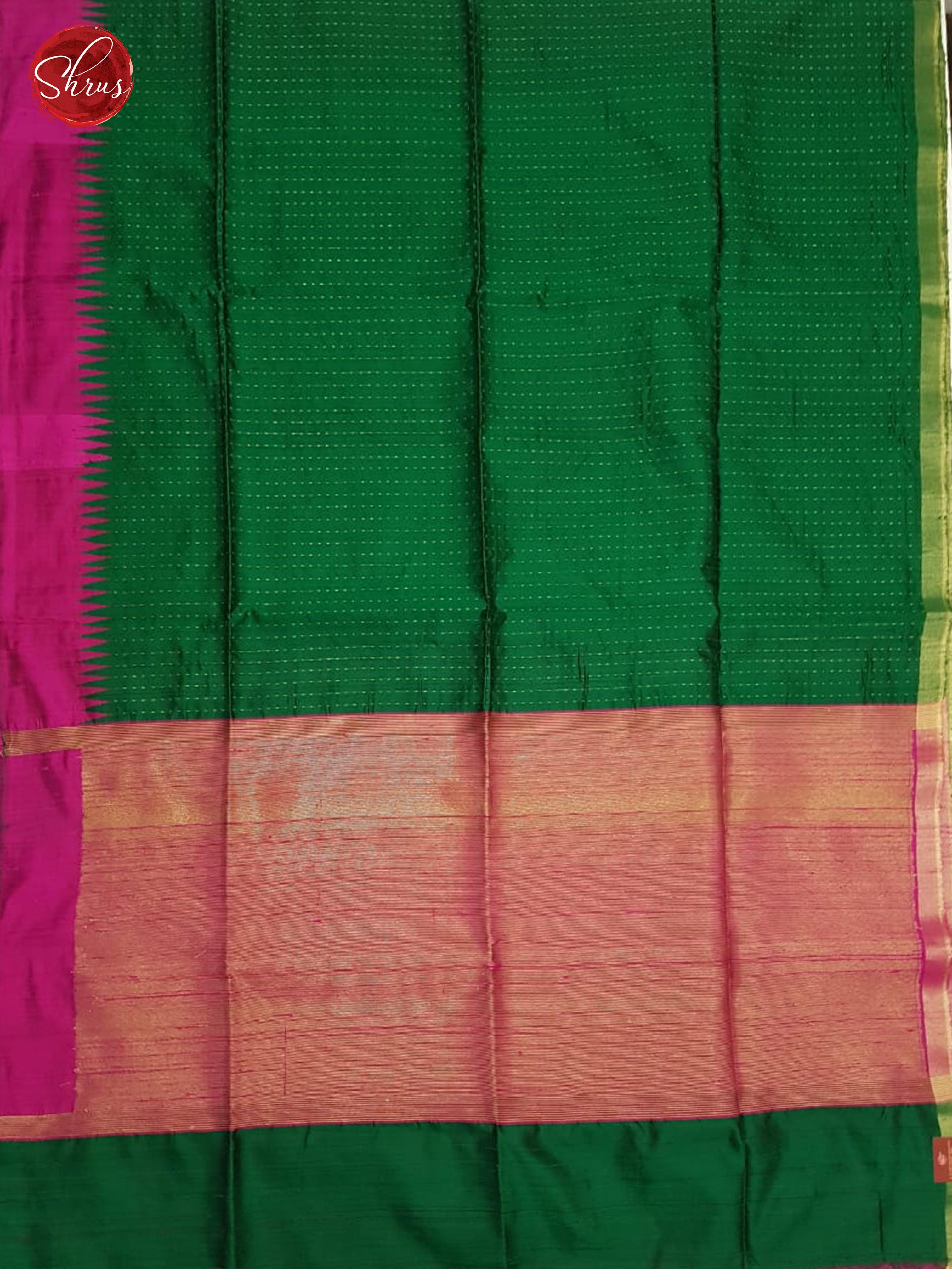 Green & Pink - Raw Silk with Border & Gold zari - Shop on ShrusEternity.com
