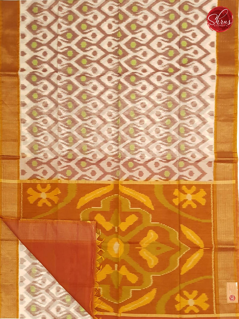 Cream & Mustard Orange - Pochampally Silk Cotton - Shop on ShrusEternity.com