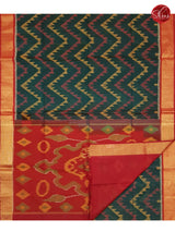 Peacock Green & Red - Pochampally Silk Cotton - Shop on ShrusEternity.com