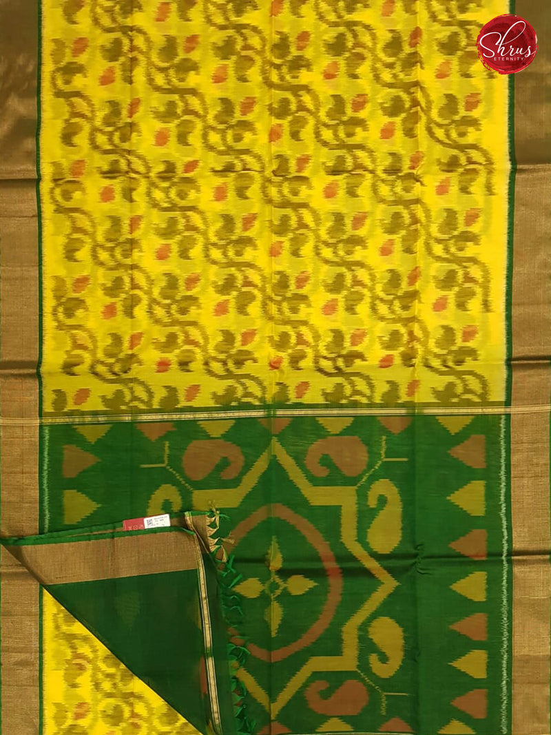 Yellow & Green - Pochampally Silk Cotton - Shop on ShrusEternity.com