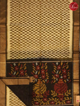 Beige & Black - Pochampally Silk Cotton - Shop on ShrusEternity.com
