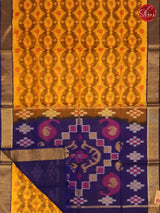 Mustard Yellow & Blue - Pochampally Silk Cotton - Shop on ShrusEternity.com