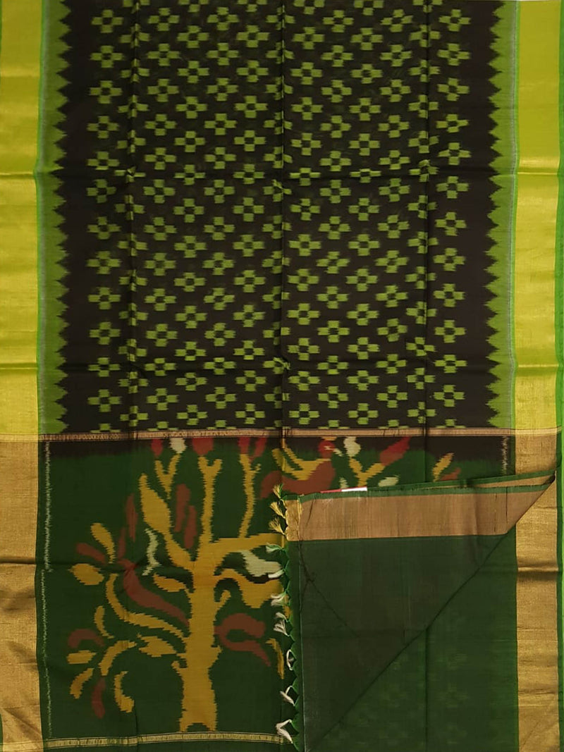 Black & Green - Pochampally Silk Cotton - Shop on ShrusEternity.com