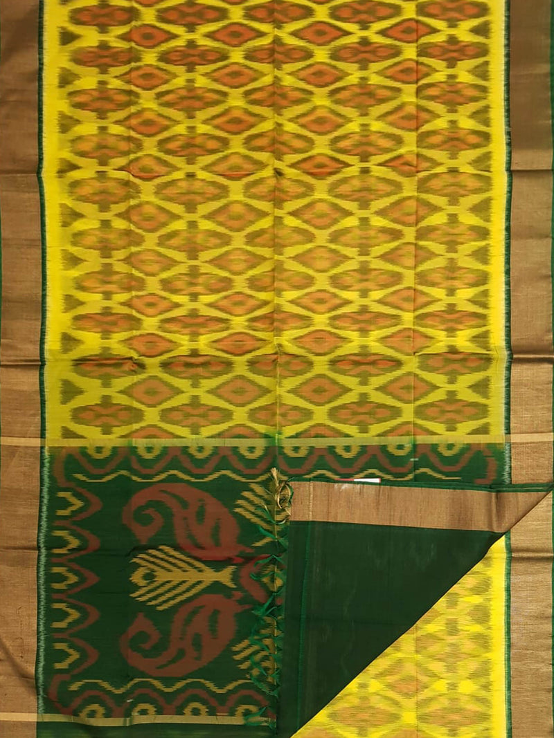 Lime Green & Green - Pochampally Silk Cotton - Shop on ShrusEternity.com