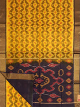 Yellow & Navy Blue - Pochampally Silk Cotton - Shop on ShrusEternity.com
