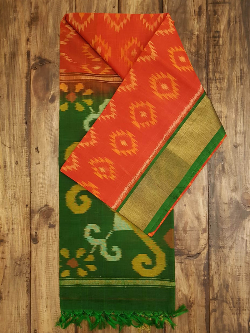 Red & Green - Pochampally Silk Cotton - Shop on ShrusEternity.com