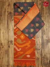 Grey & Brick Orange - Pochampally Silk Cotton - Shop on ShrusEternity.com