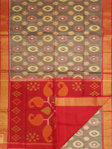 Grey & Red - Pochampally Silk Cotton - Shop on ShrusEternity.com