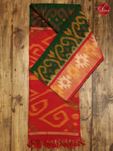 Dark Green & Red - Pochampally Silk Cotton - Shop on ShrusEternity.com