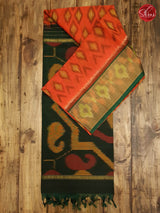 Orange & Green - Pochampally Silk Cotton - Shop on ShrusEternity.com